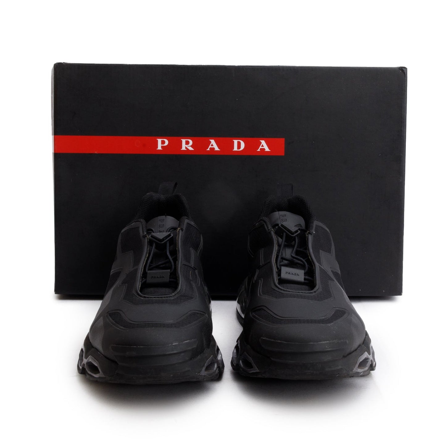 Prada Black Rubber Collision Cross Low Top Sneakers, Men's Size 10