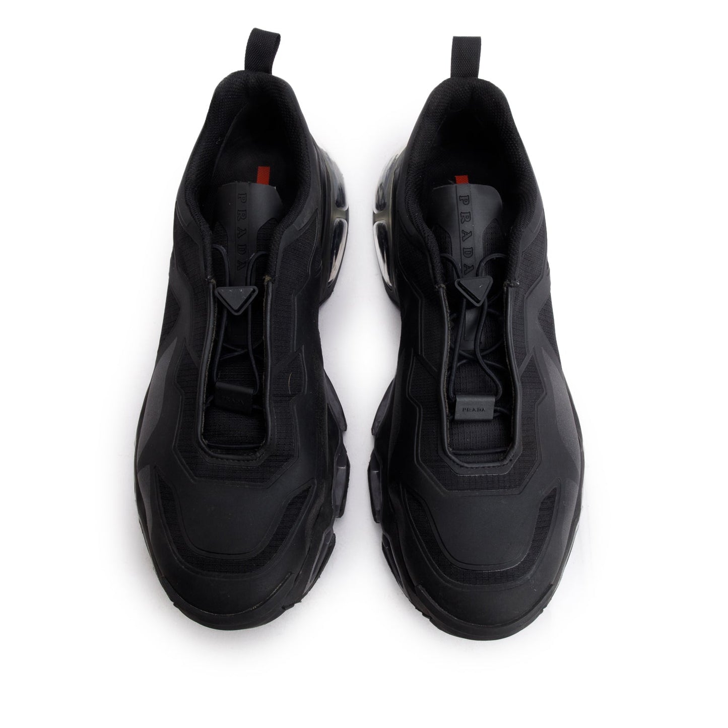 Prada Black Rubber Collision Cross Low Top Sneakers, Men's Size 10