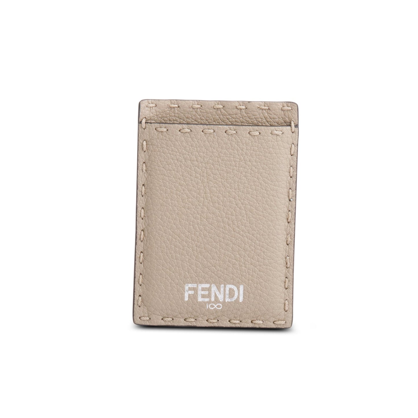 Fendi Beige Selleria Grained Leather Card Holder