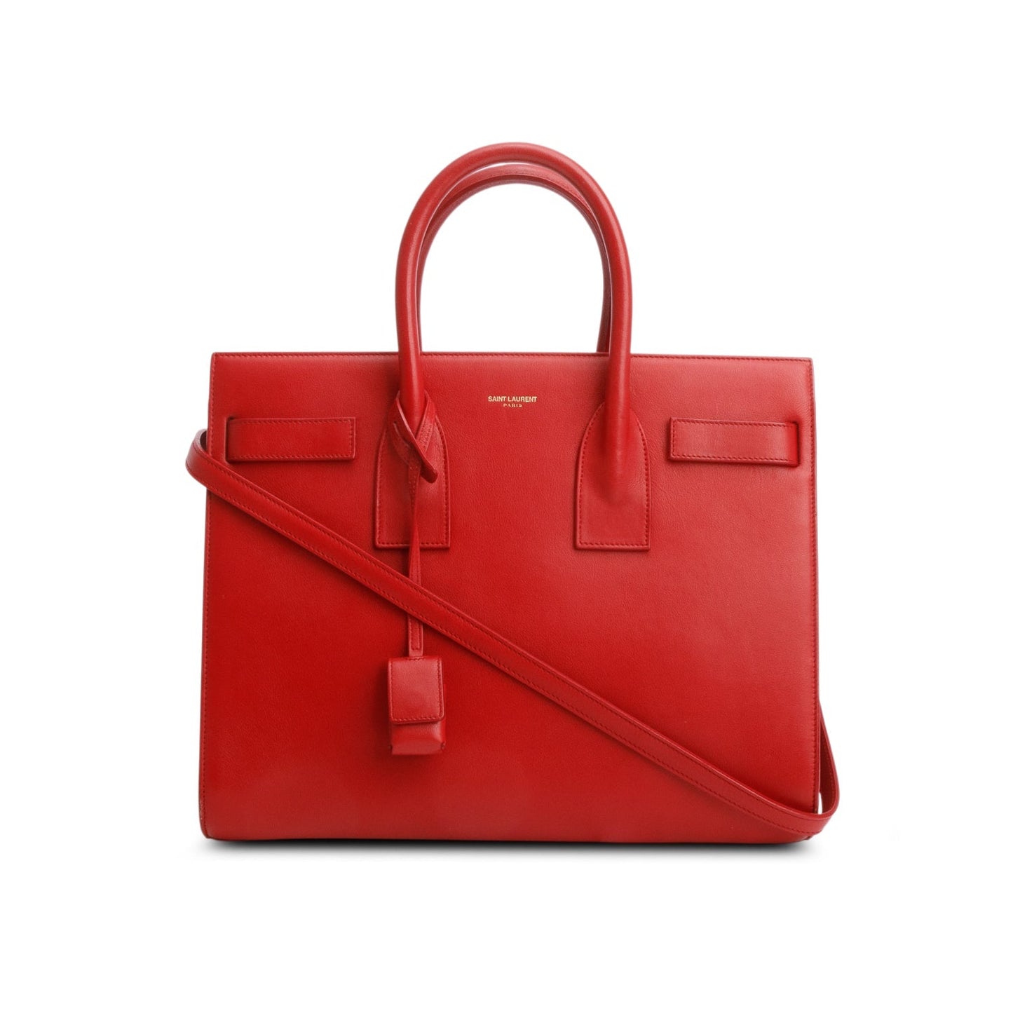 Saint Laurent Red Calfskin Leather Small Sac de Jour
