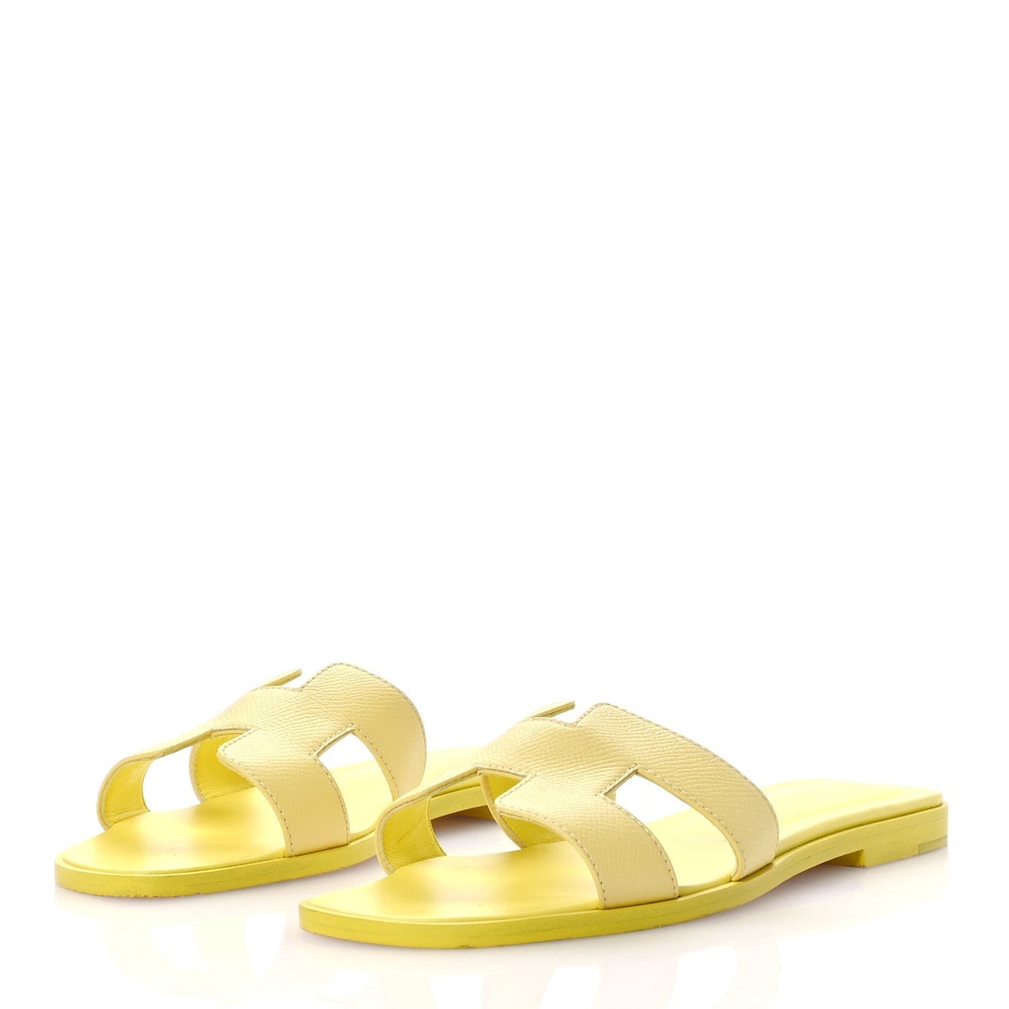 Hermes Epsom Oran Sandals 37 Jaune Pollen