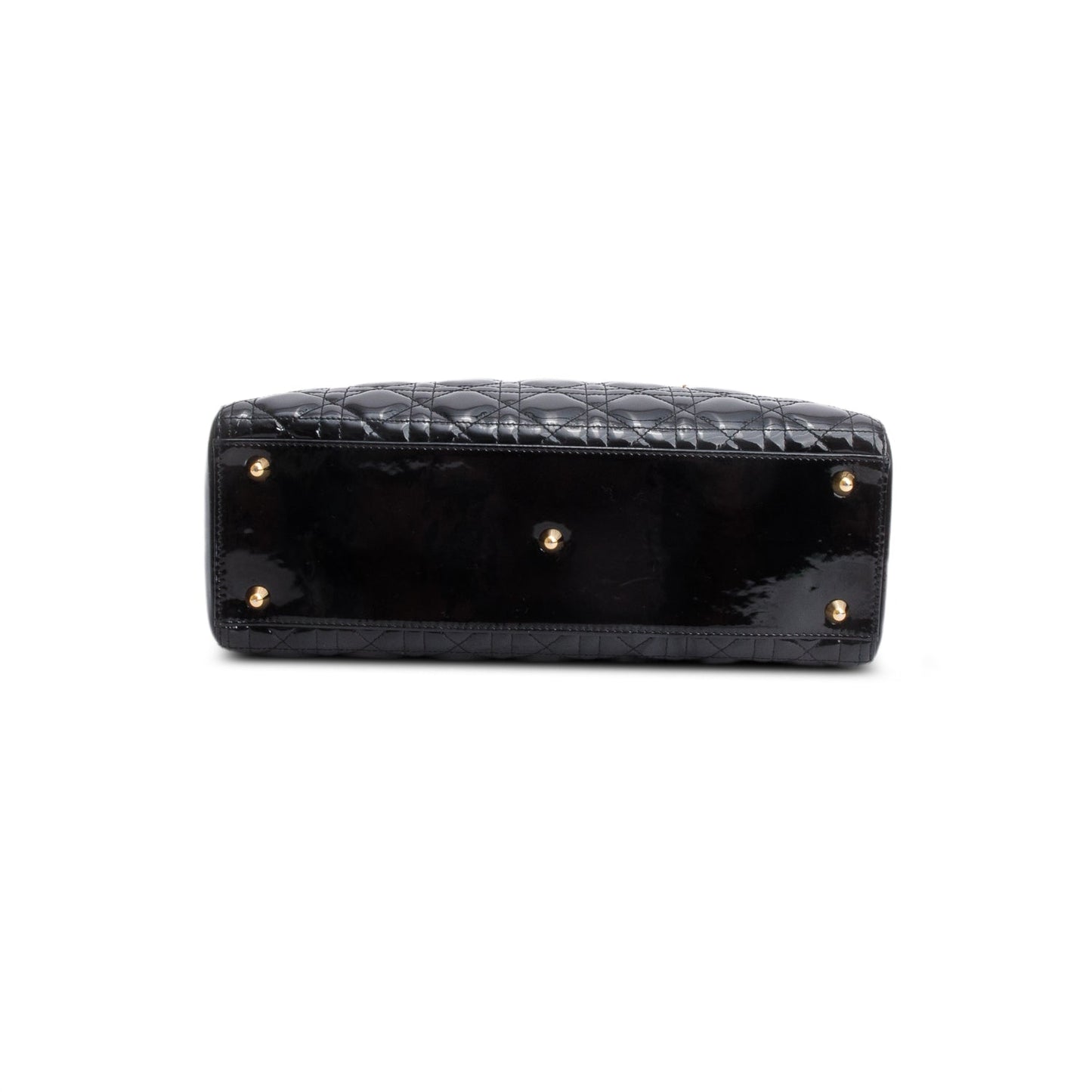 Christian Dior Black Cannage Patent Leather Large Lady Dior