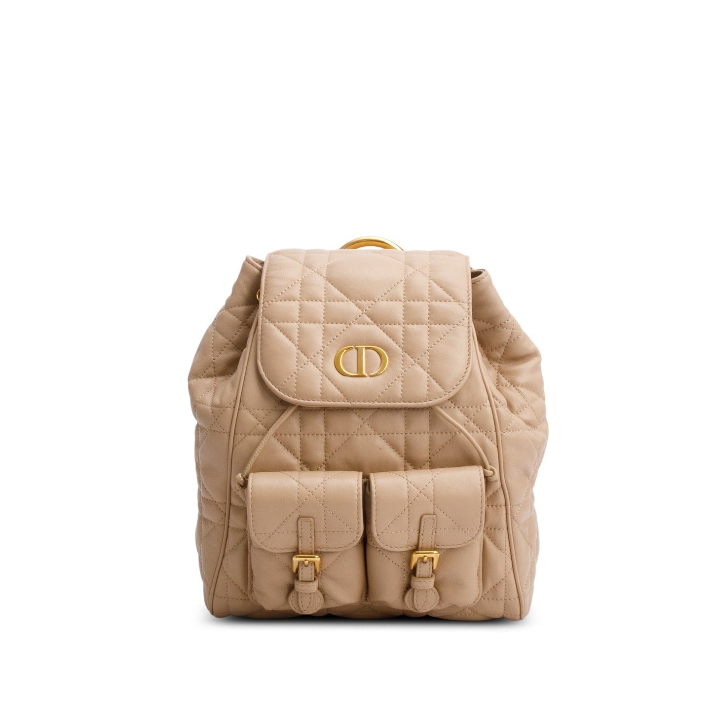 Chrisitan Dior 2026 Beige Lambskin Macrocannage Medium Caro Backpack