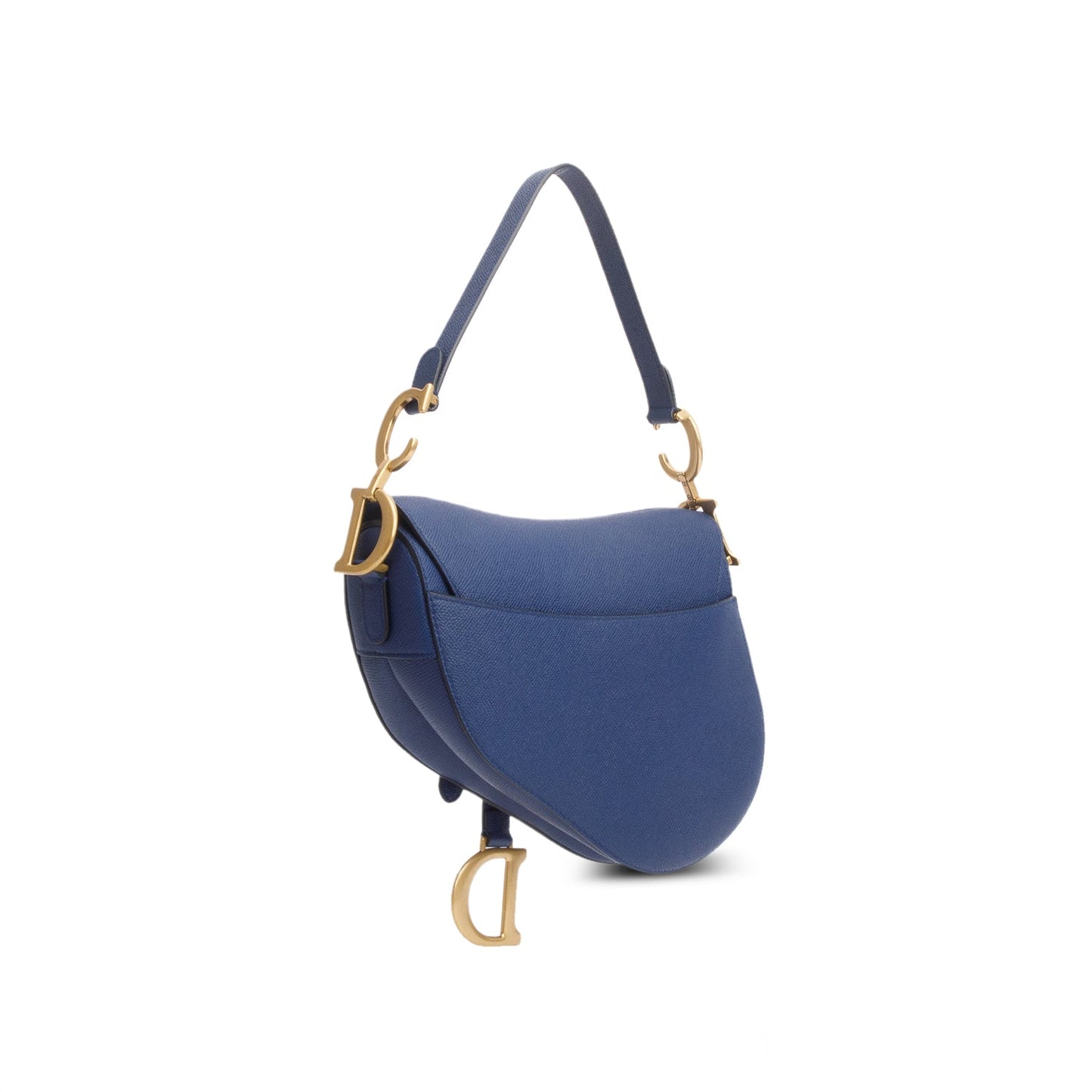 Christian Dior 2022 Blue Grained Calfskin Saddle Bag