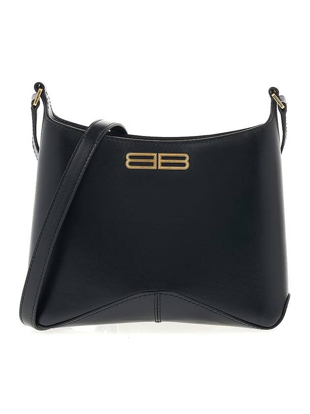Luxury Balenciaga Trending 2026 Double B Logo Hobo Shoulder Bag Black
