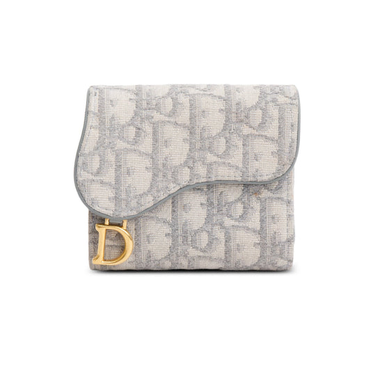 Christian Dior 2026 Grey Oblique Saddle Bloom Card Holder