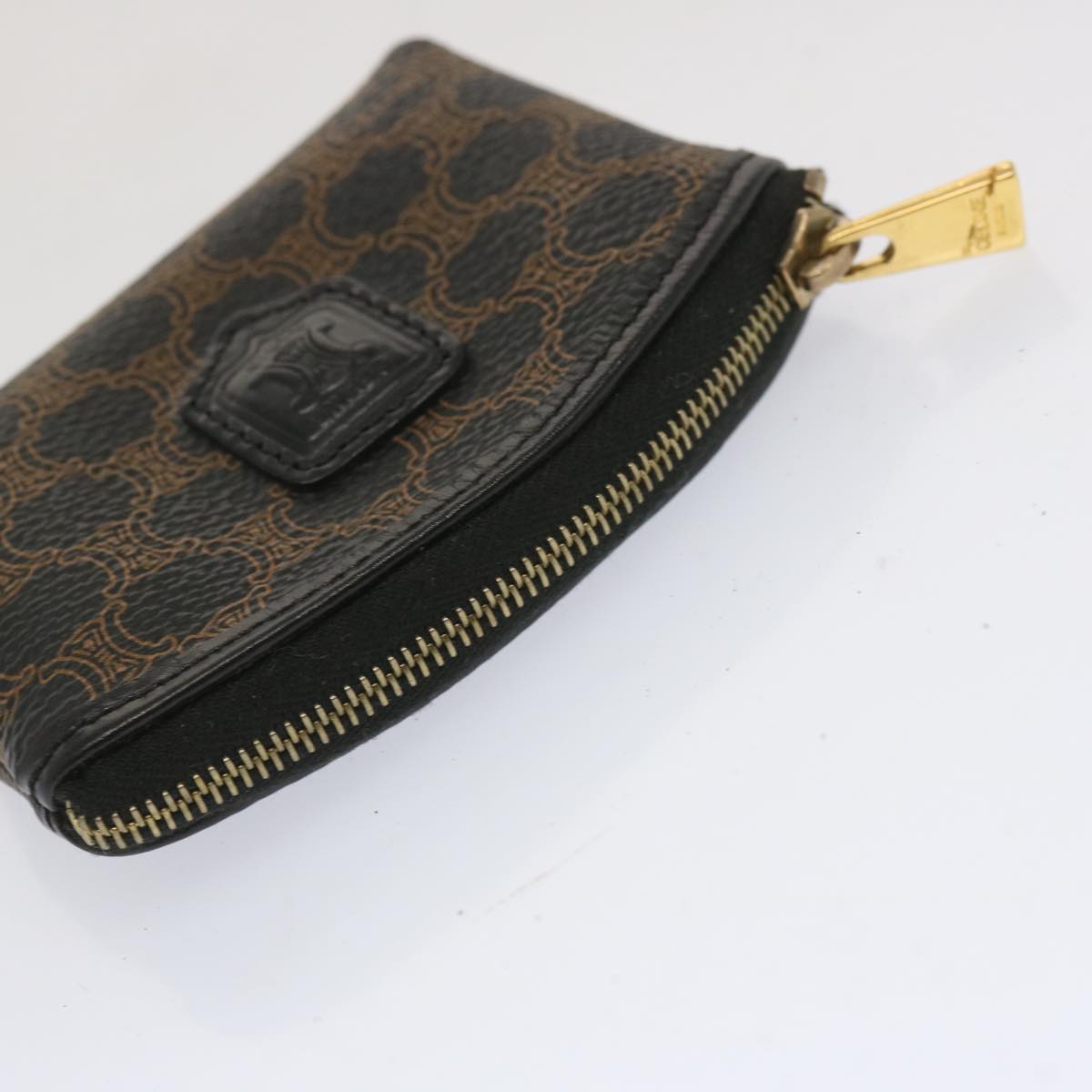 Luxury CELINE Macadam Canvas Coin Purse PVC Leather Black  67451