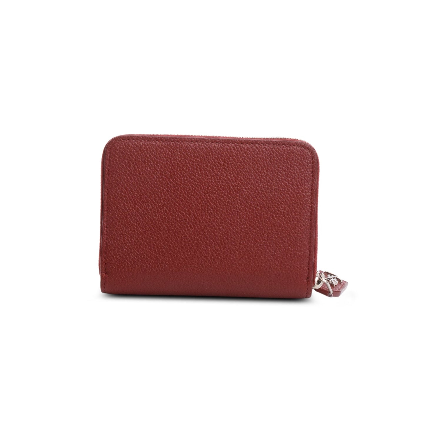 Saint Laurent Burgundy Grain de Poudre Paris Compact Zip Around Wallet