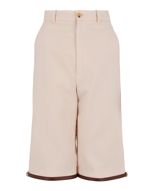 Gucci Womens Leather Trimmed Knee-Length Shorts