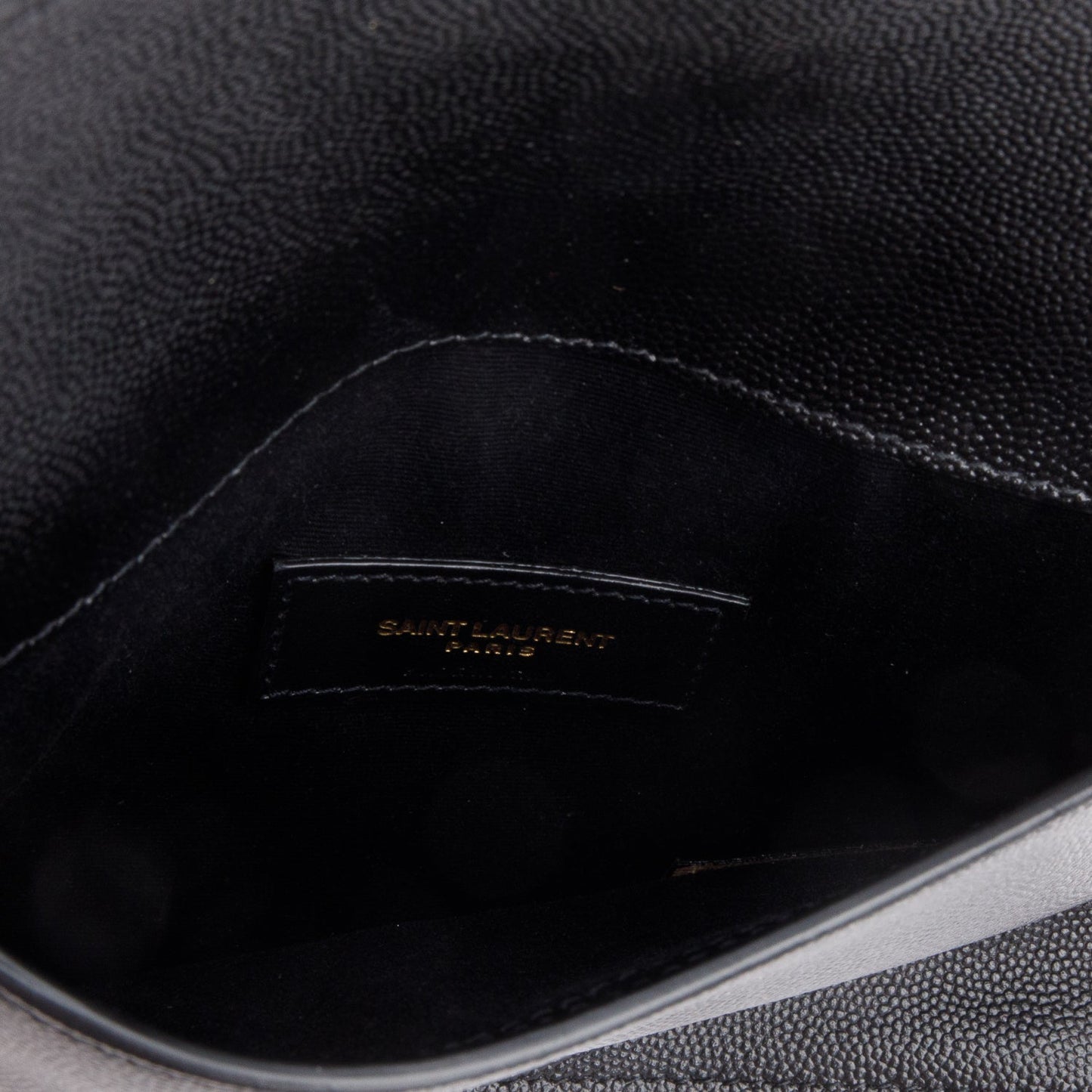 Saint Laurent Black Grain de Poudre Envelope Pouch