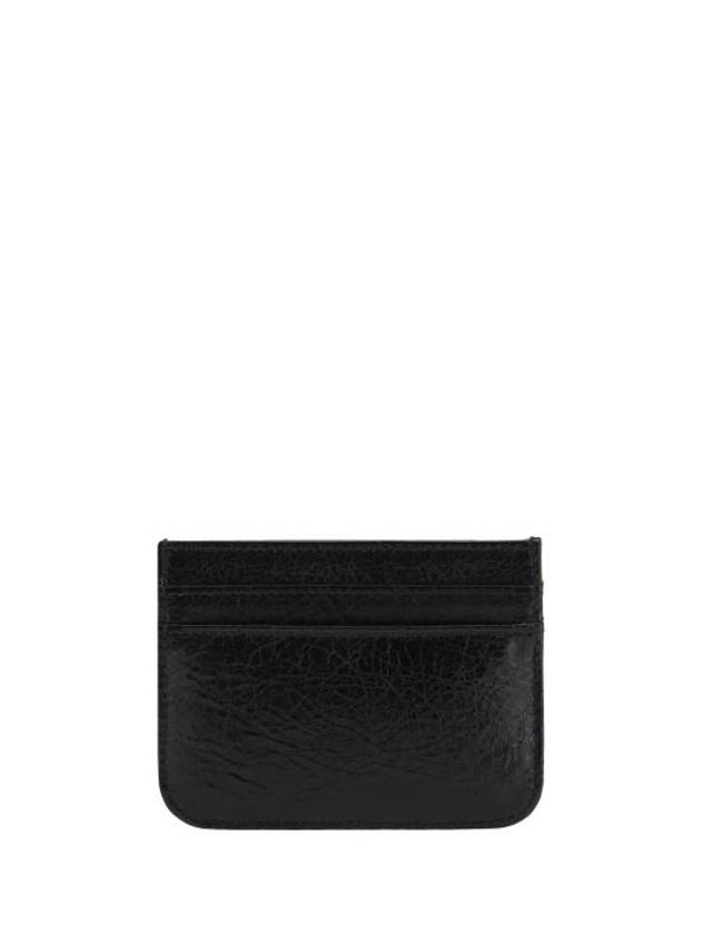 Luxury Balenciaga Trending 2026 Embellished Logo Leather Card Wallet Black