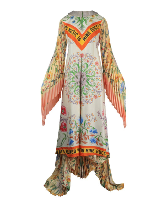 Gucci Womens Silk Embellished Floral Dress