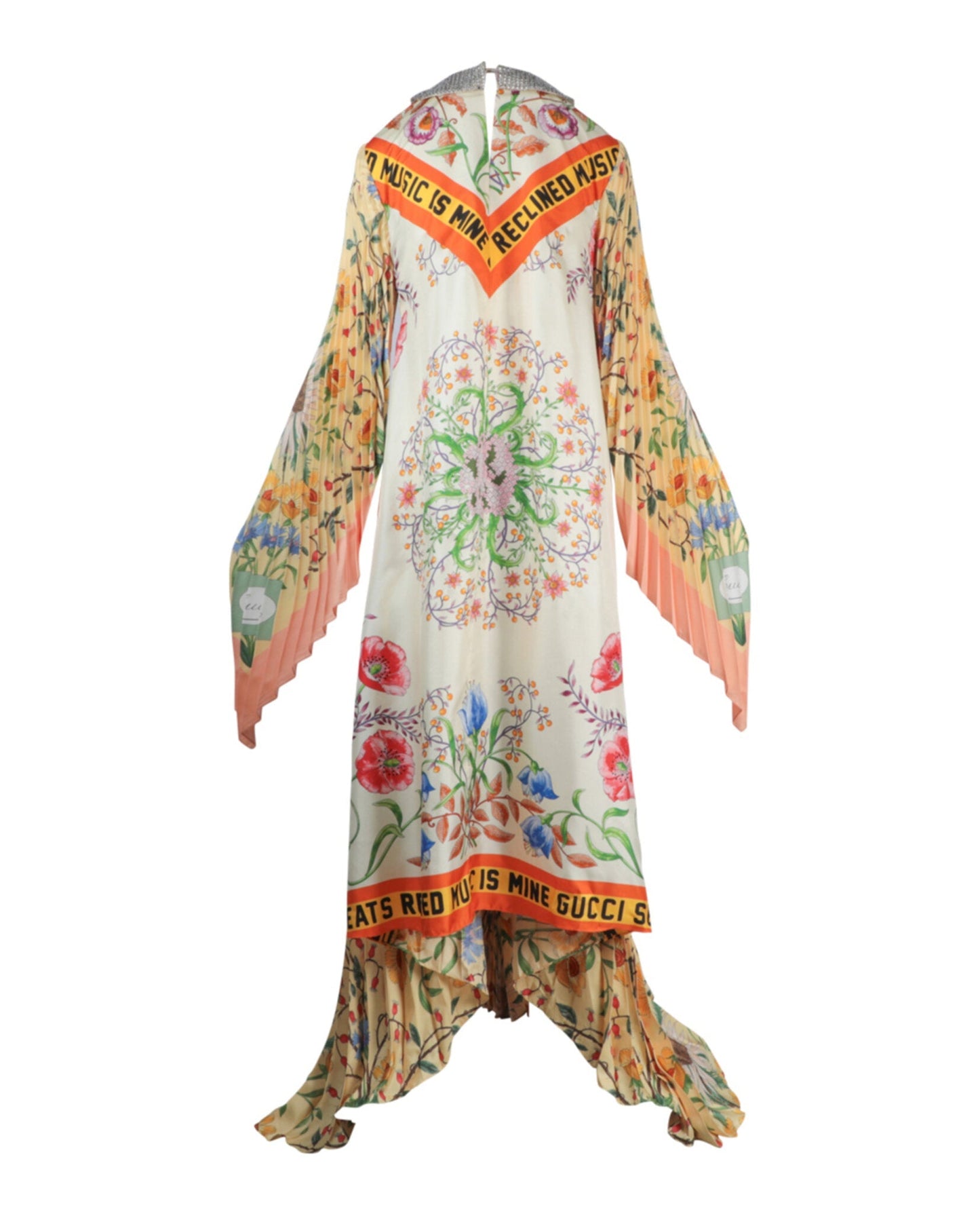 Gucci Womens Silk Embellished Floral Dress