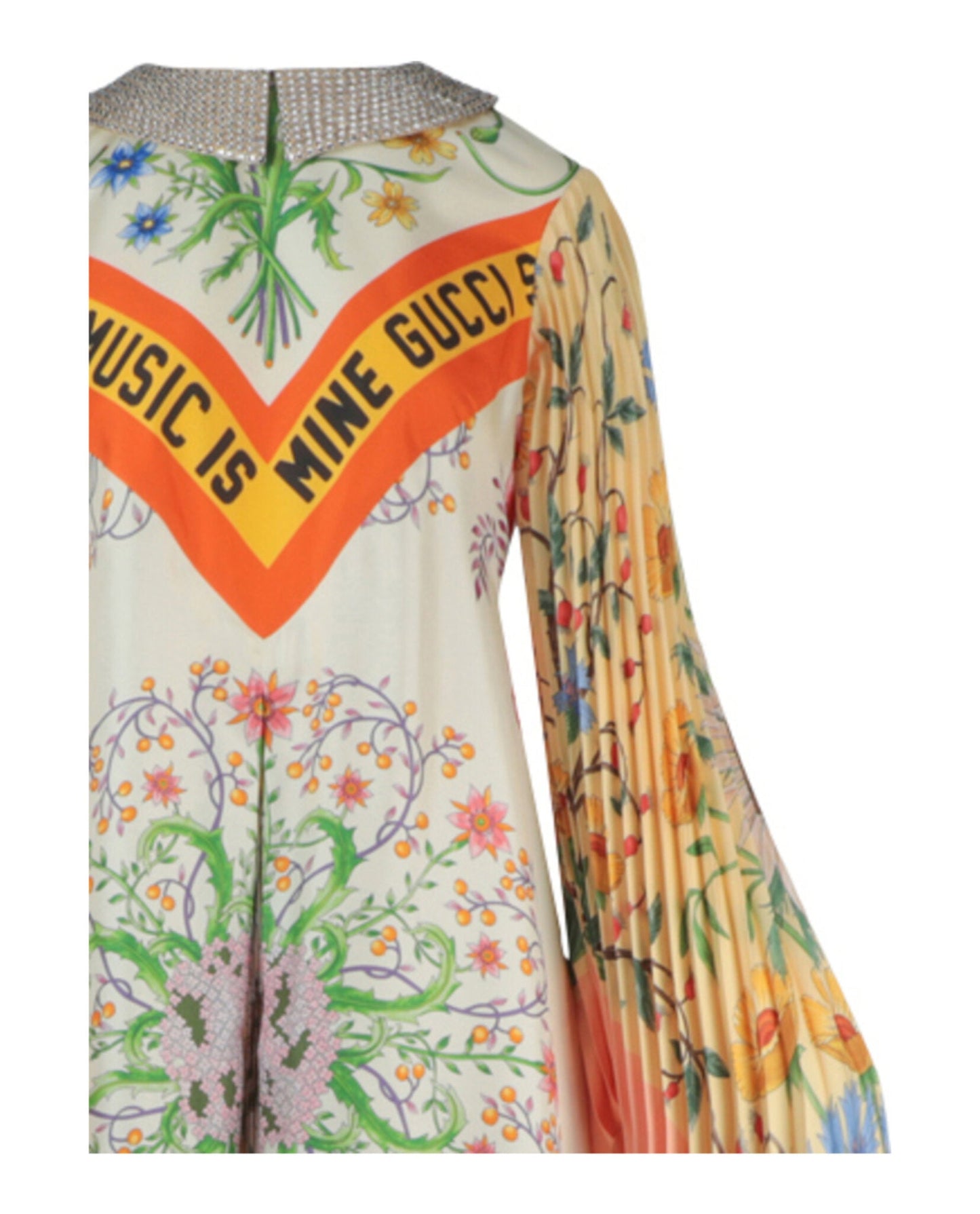 Gucci Womens Silk Embellished Floral Dress