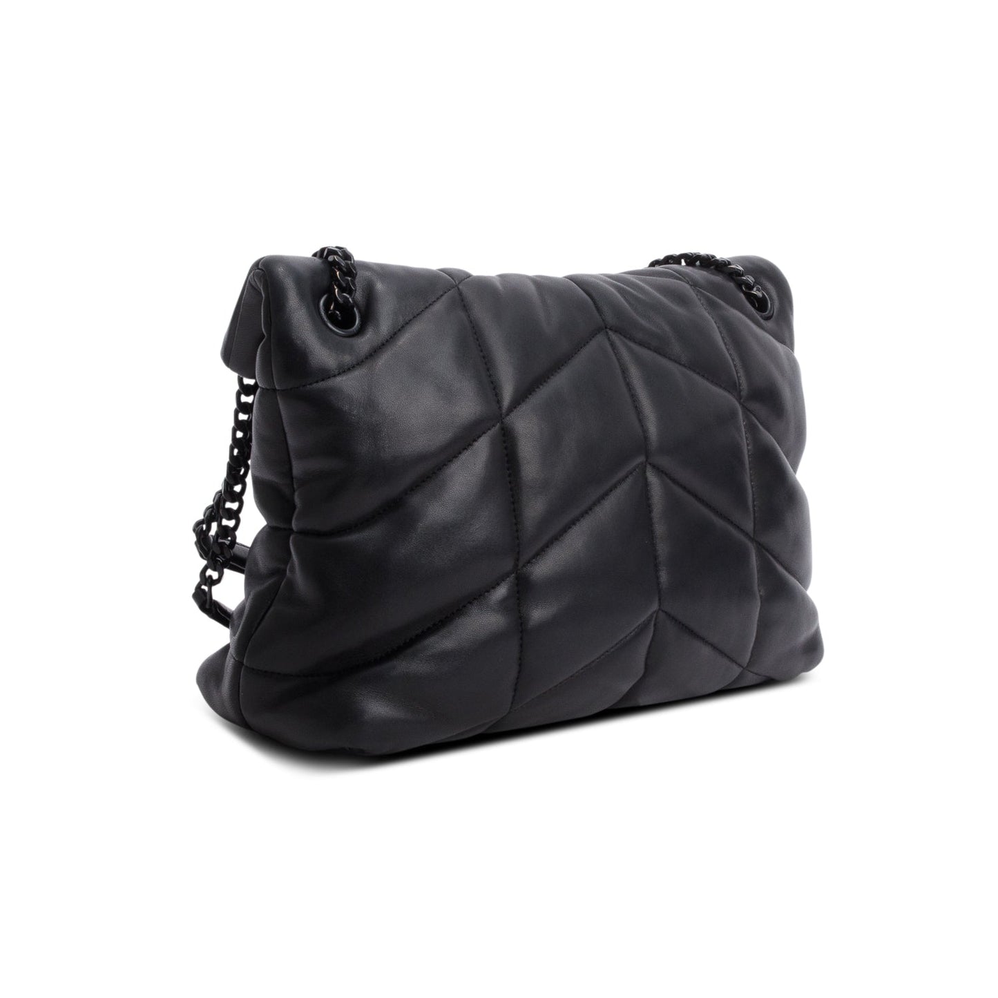 Saint Laurent 2021 Black Nappa Leather Medium Puffer Loulou Shoulder Bag