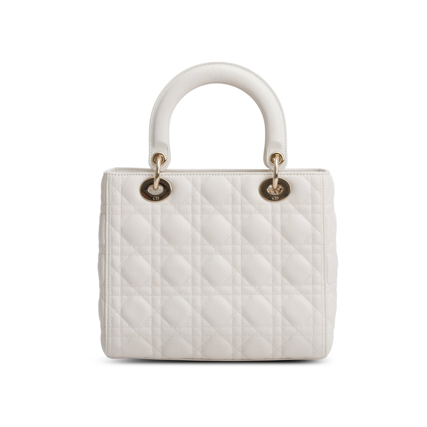 Christian Dior White Cannage Lambskin Leather Medium Lady Dior Bag