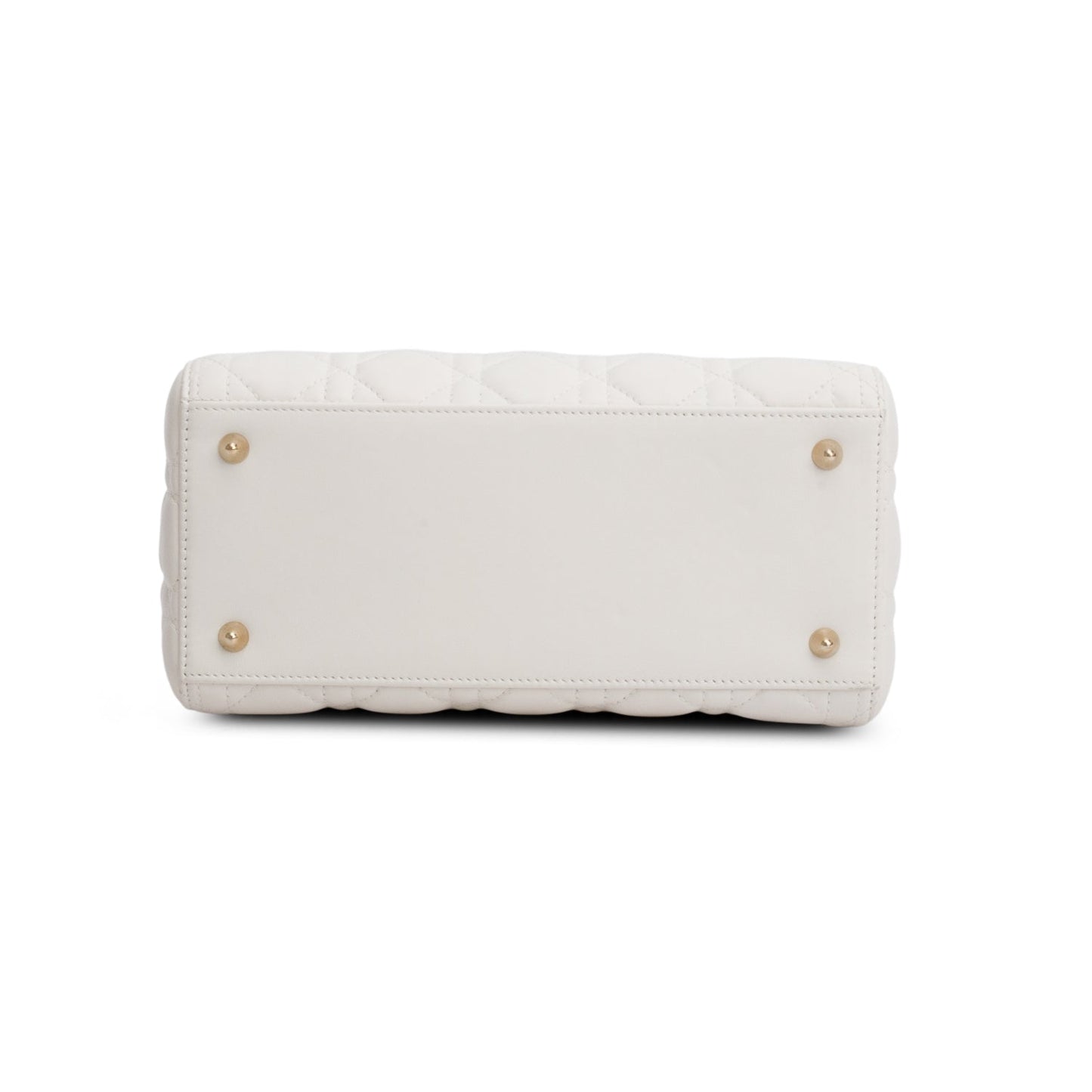 Christian Dior White Cannage Lambskin Leather Medium Lady Dior Bag