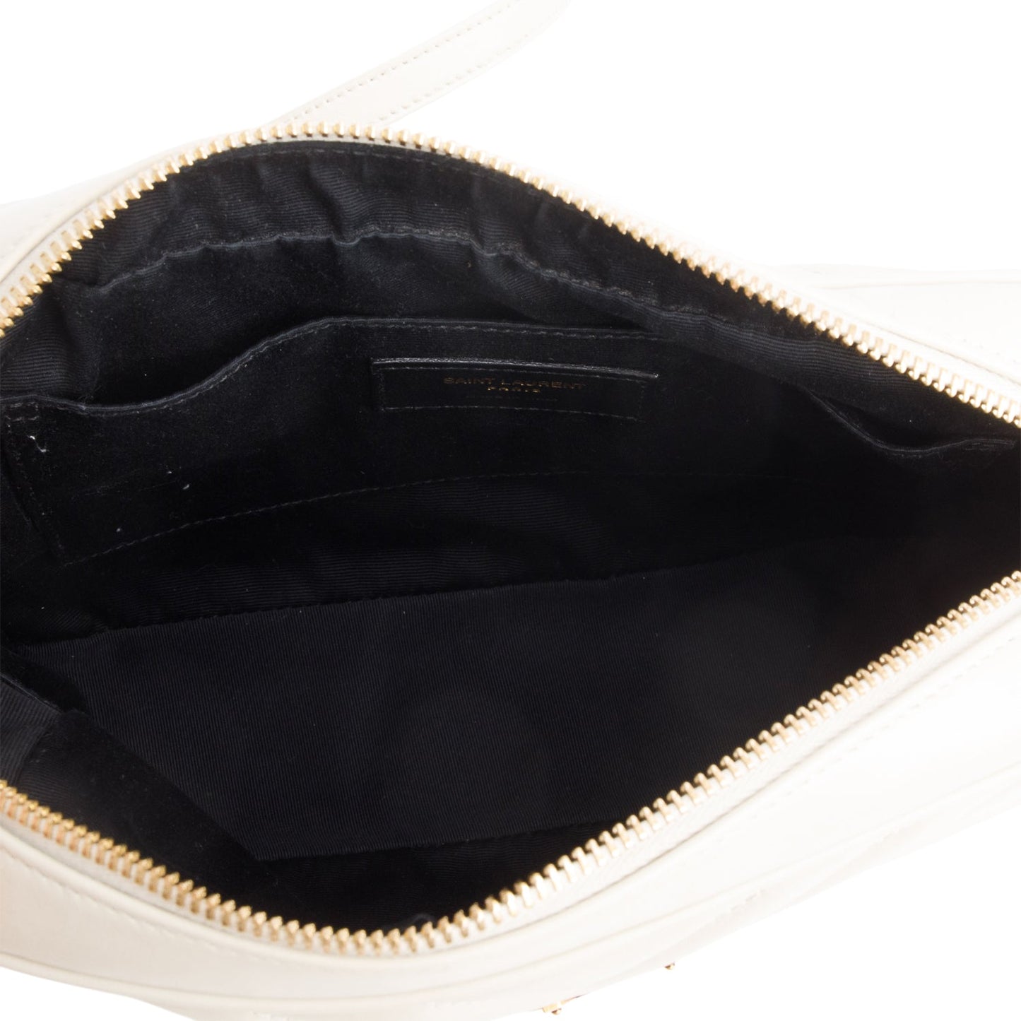 Saint Laurent 2023 Cream Quilted Leather Lou Camera Bag
