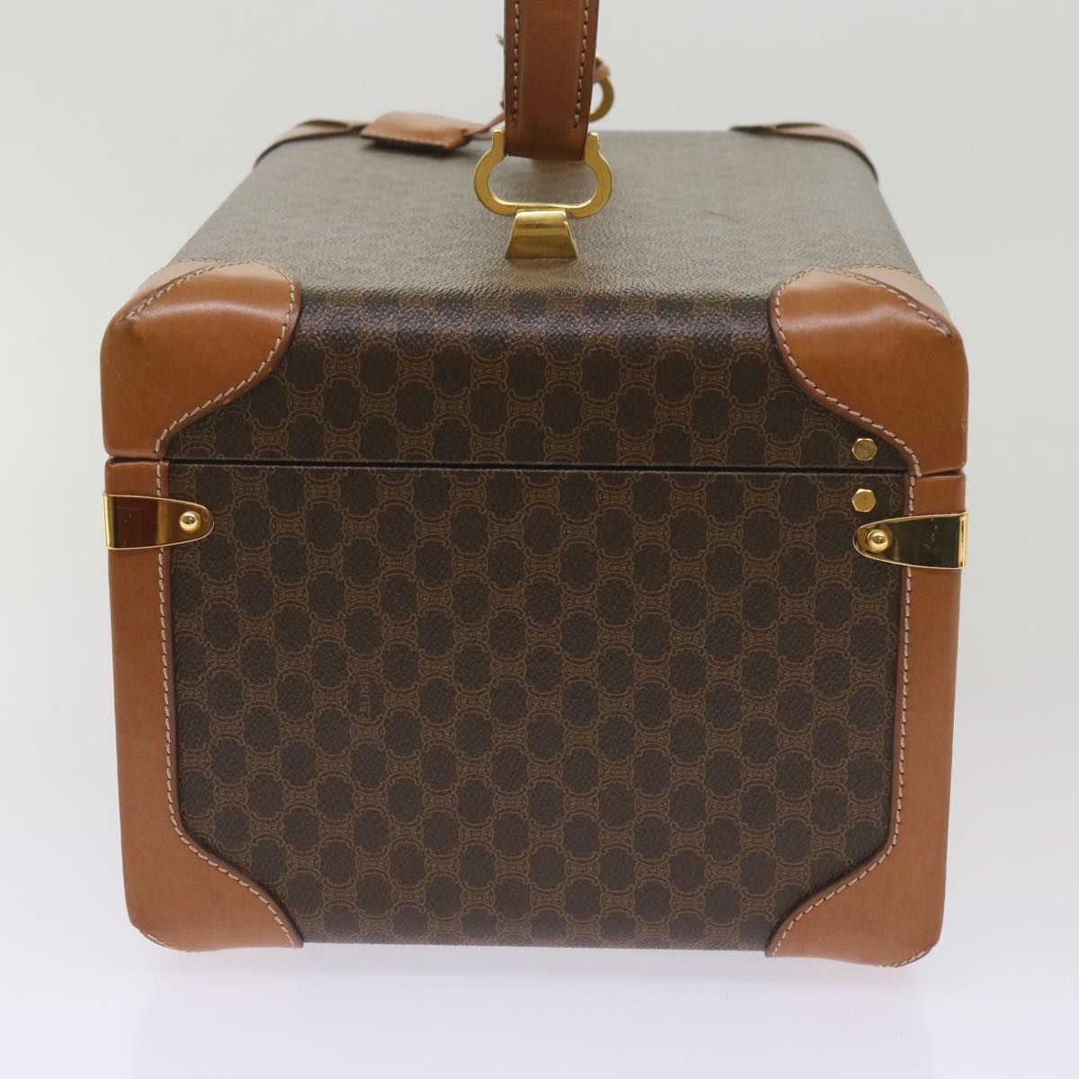 Luxury CELINE Macadam Canvas Vany Case Hand Bag PVC Brown  67848A