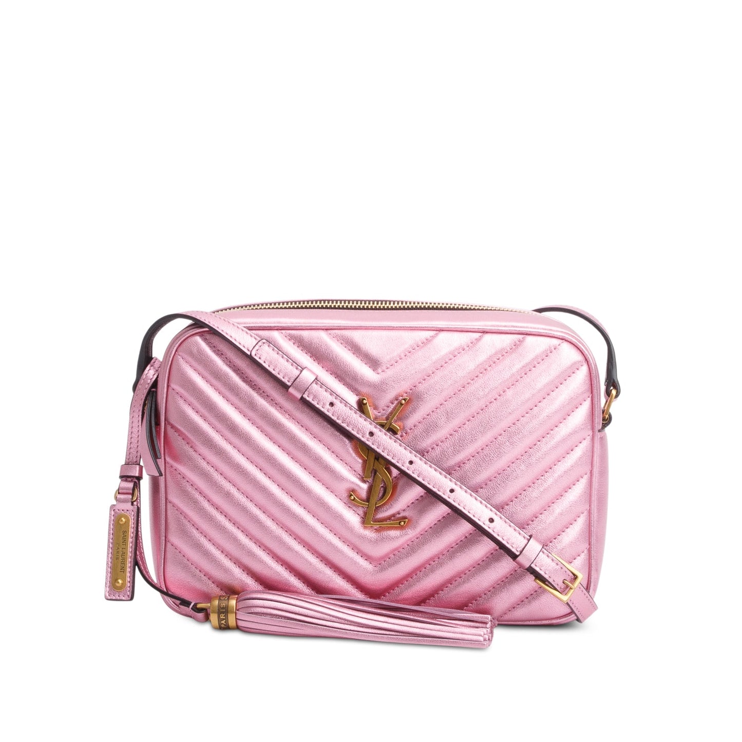 Saint Laurent Metallic Pink Quilted Leather Lou Camera Bag