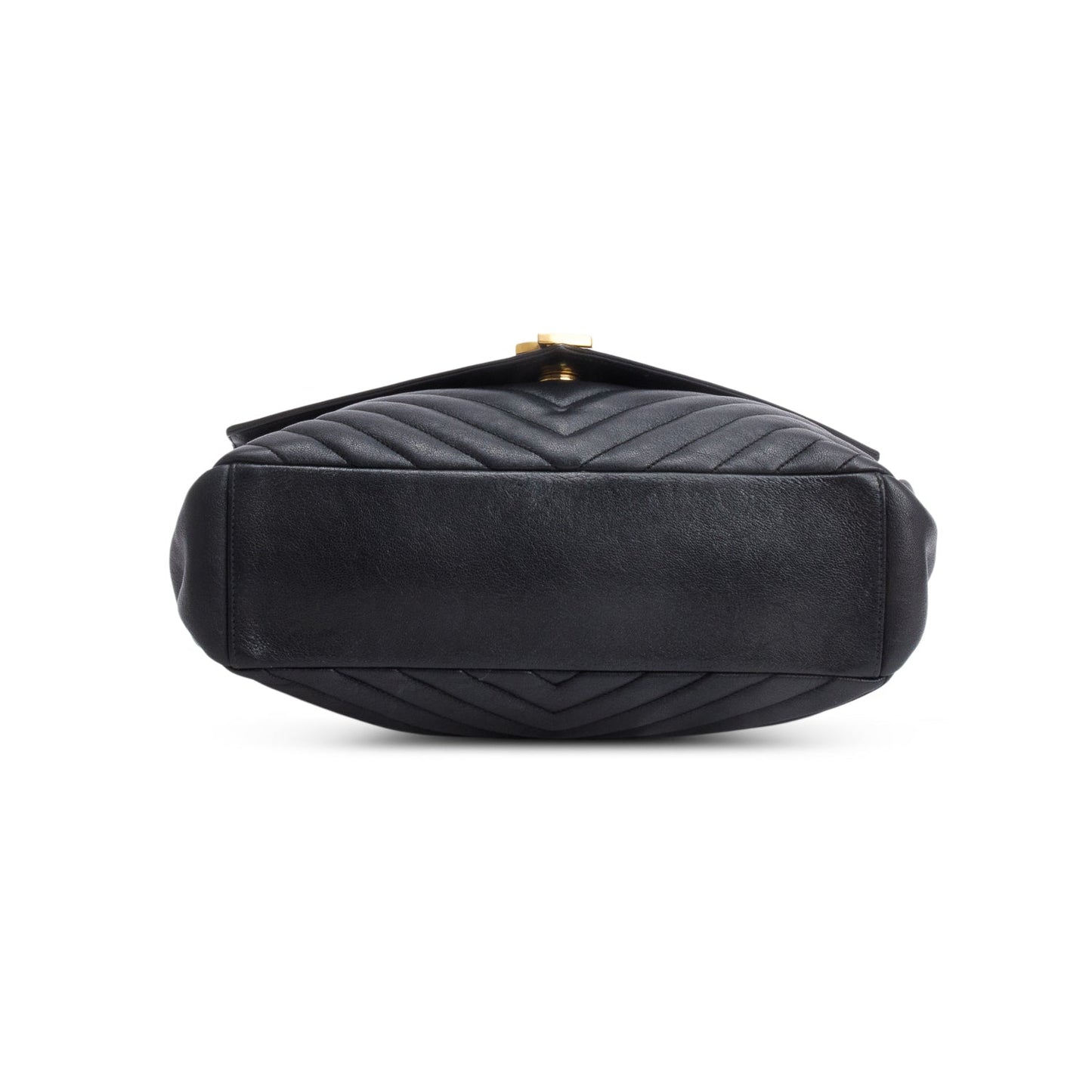 Saint Laurent Black Leather Large Chevron College Bag
