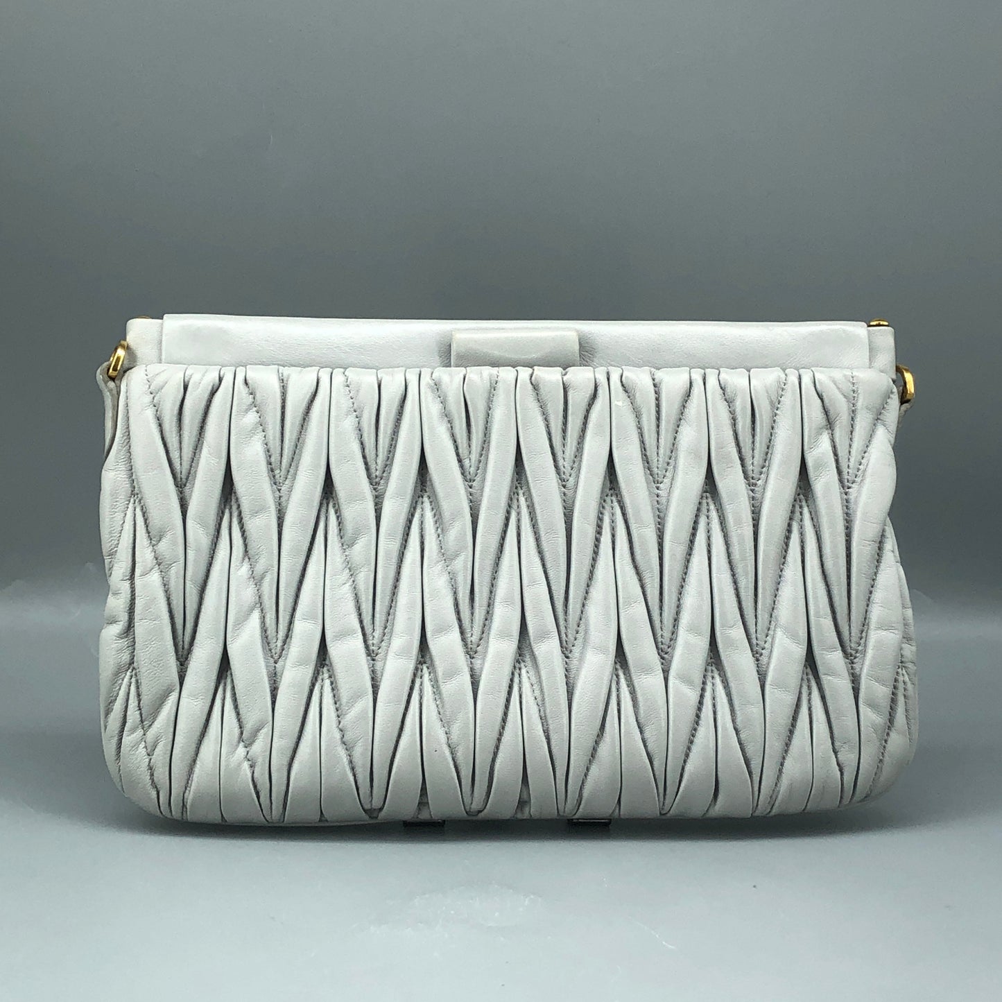 Miu Miu Grey Matelasse Leather Chain Clutch Shoulder Bag