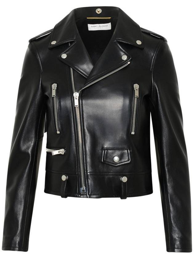 Luxury Saint Laurent Trending 2025 Classic Lambskin Biker Jacket Black