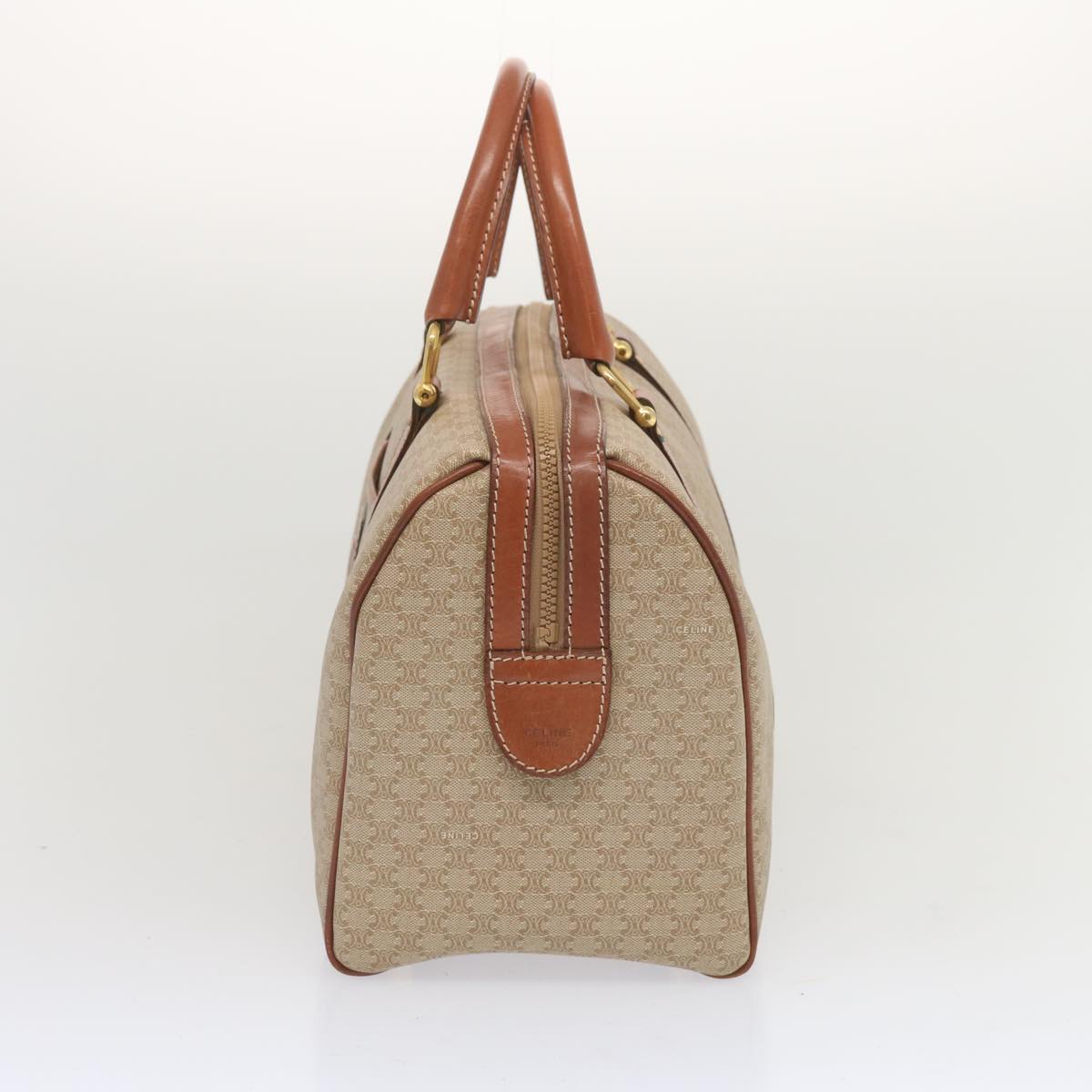 Luxury CELINE Macadam Canvas Boston Bag Beige  68007