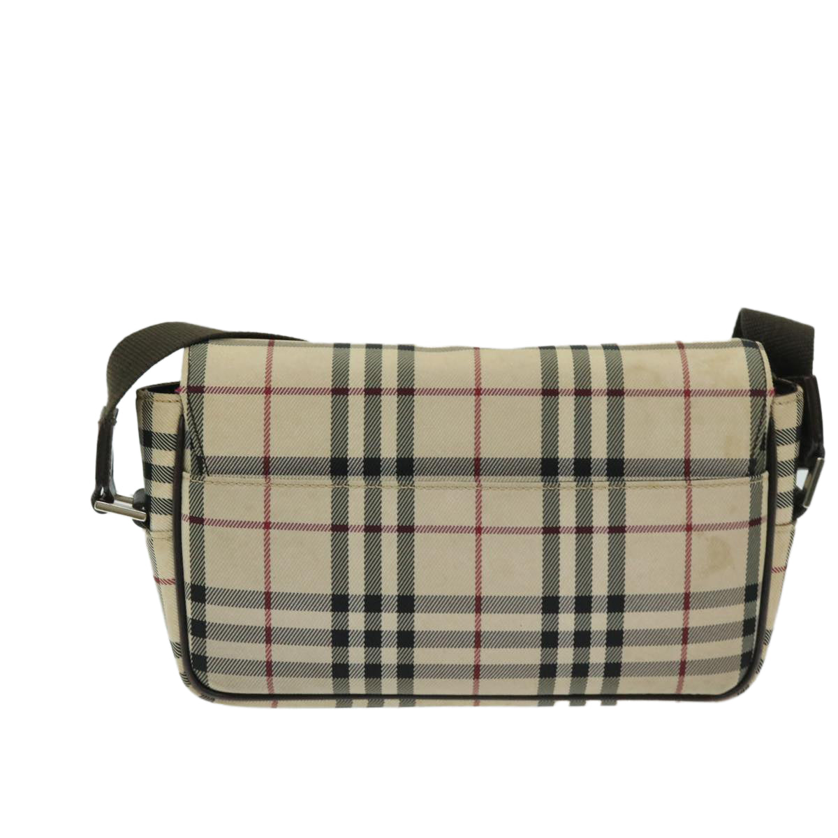 Luxury Burberry Nova Check Shoulder Bag Nylon Beige Auth 68013