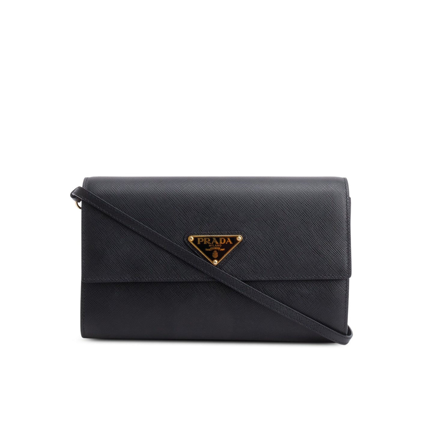 Prada Black Saffiano Leather Flap Wallet