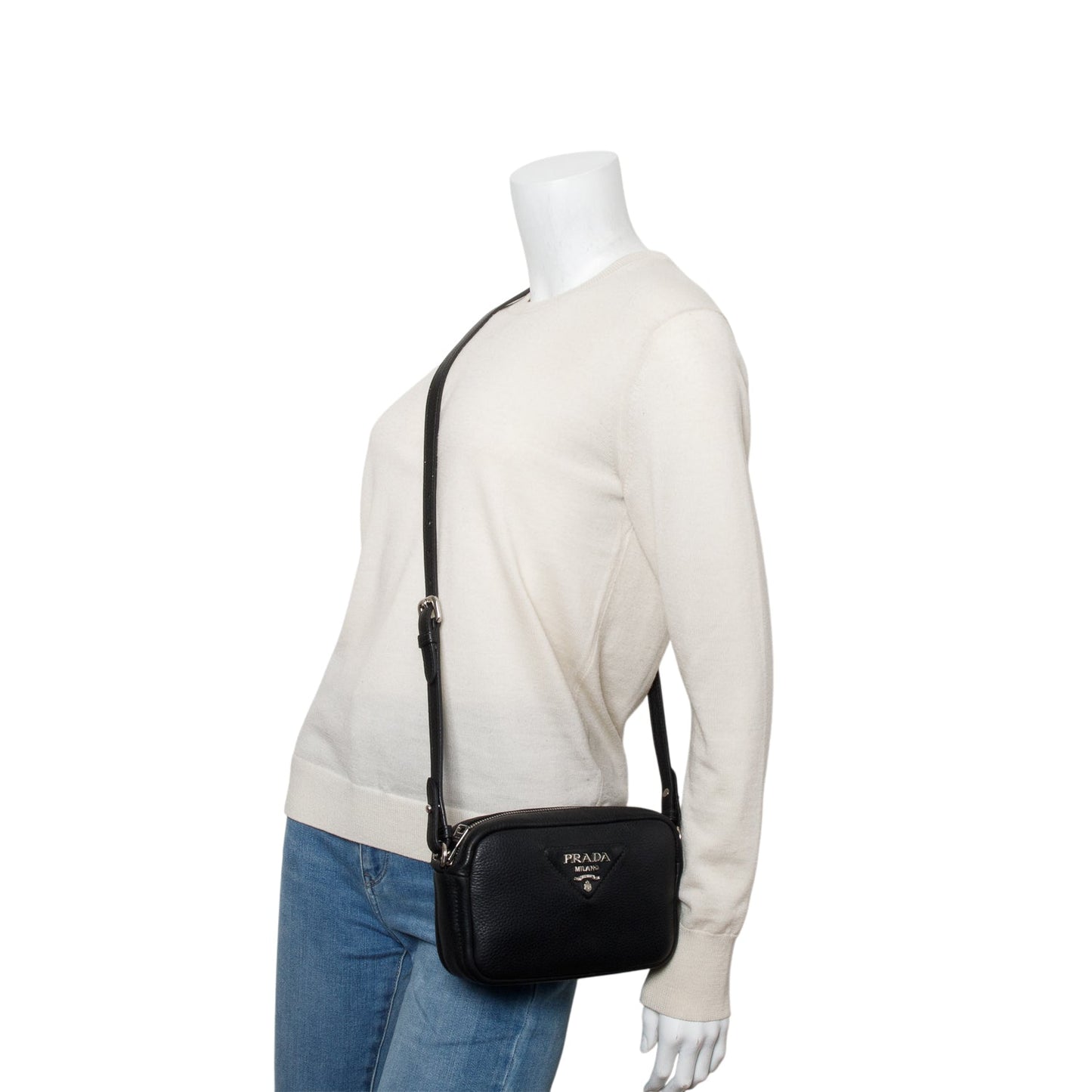 Prada Black Vitello Phenix Camera Bag