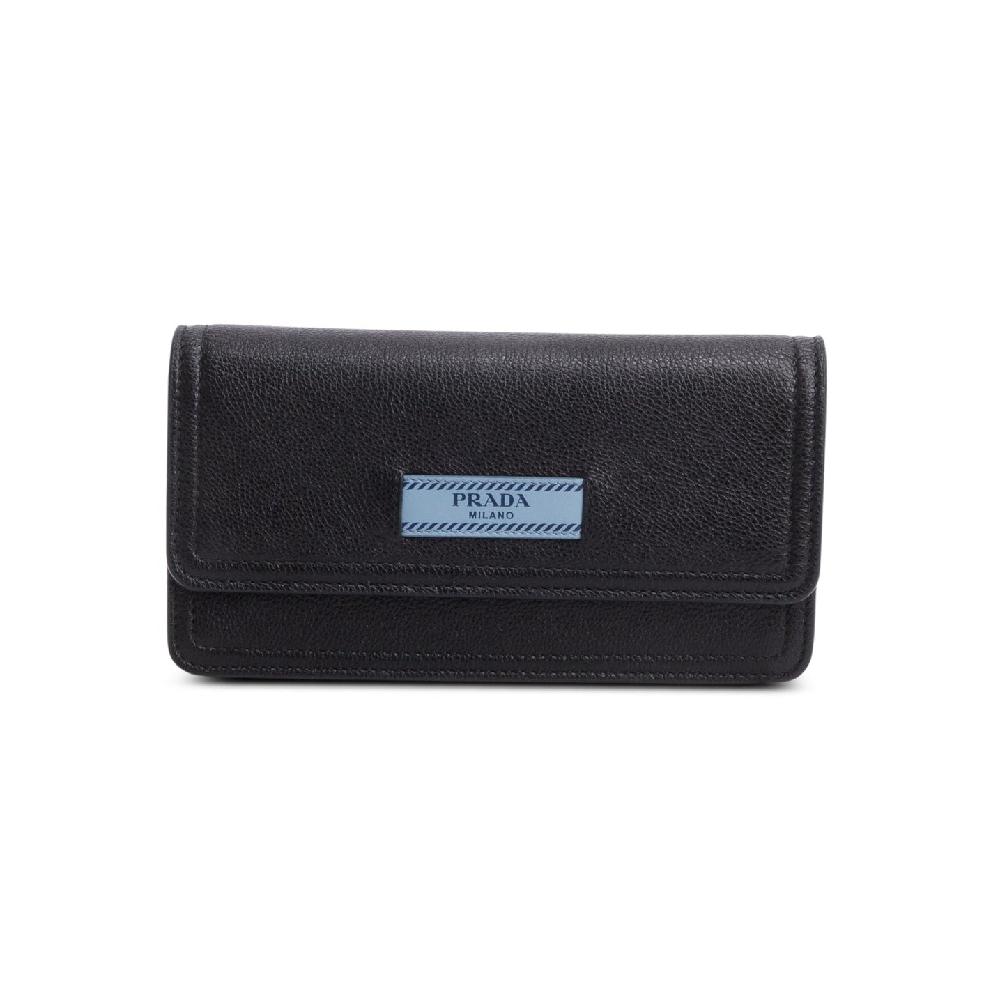 Prada Black Glace Calf Etiquette Wallet on Chain