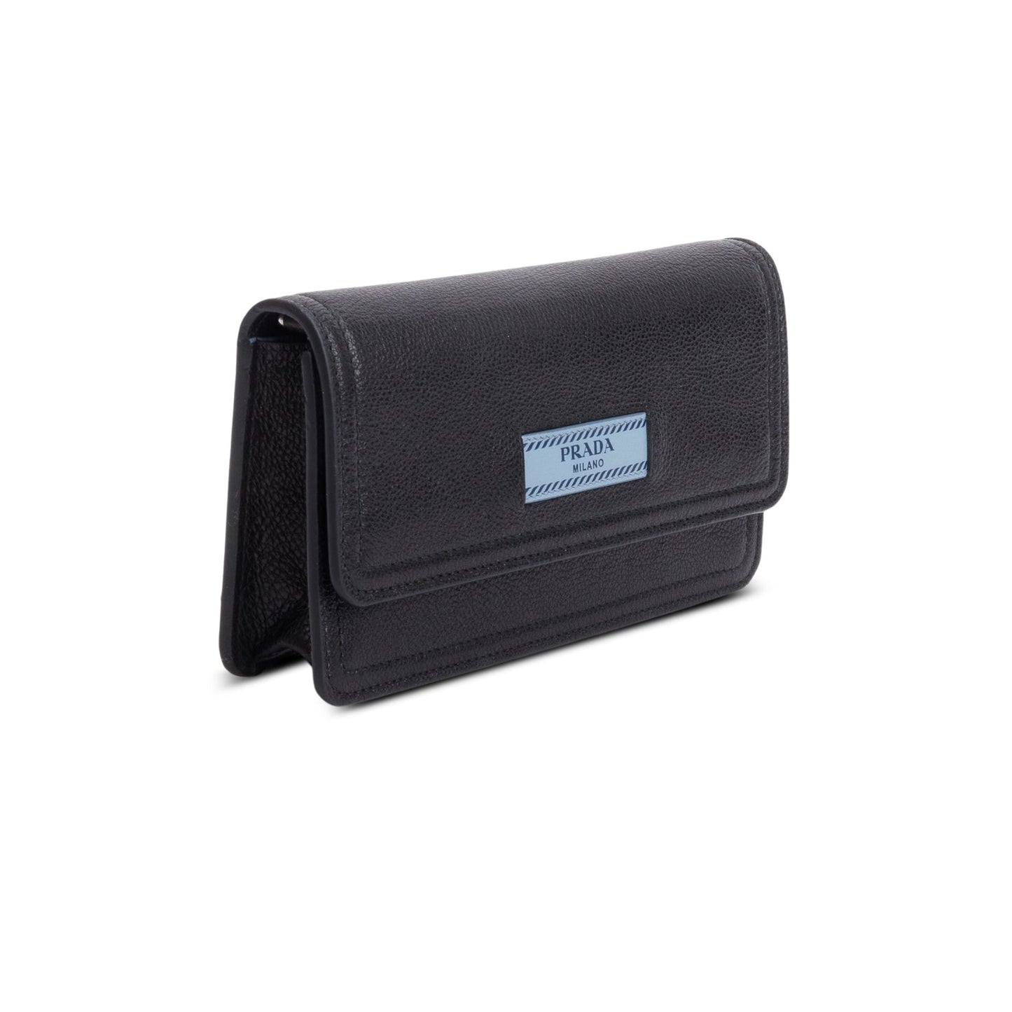 Prada Black Glace Calf Etiquette Wallet on Chain