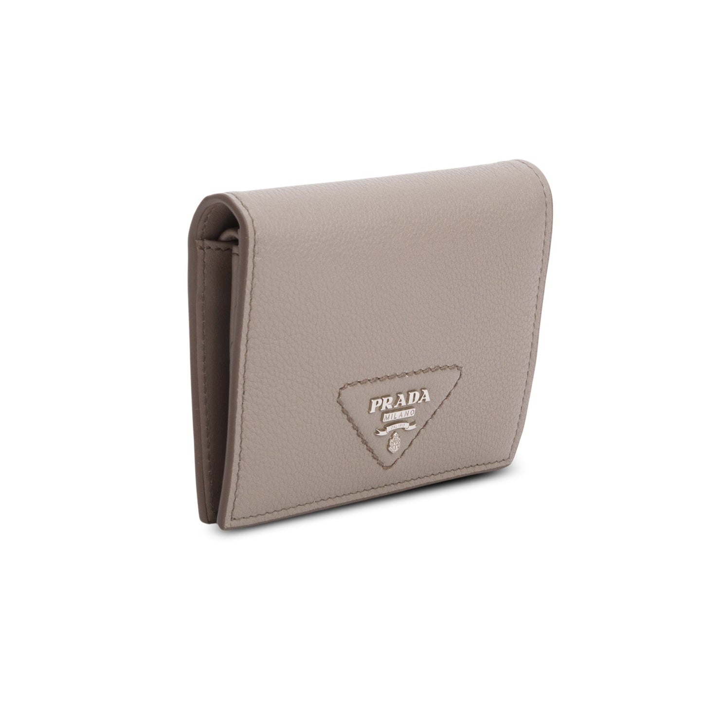 Prada Taupe Vitello Daino Compact Wallet