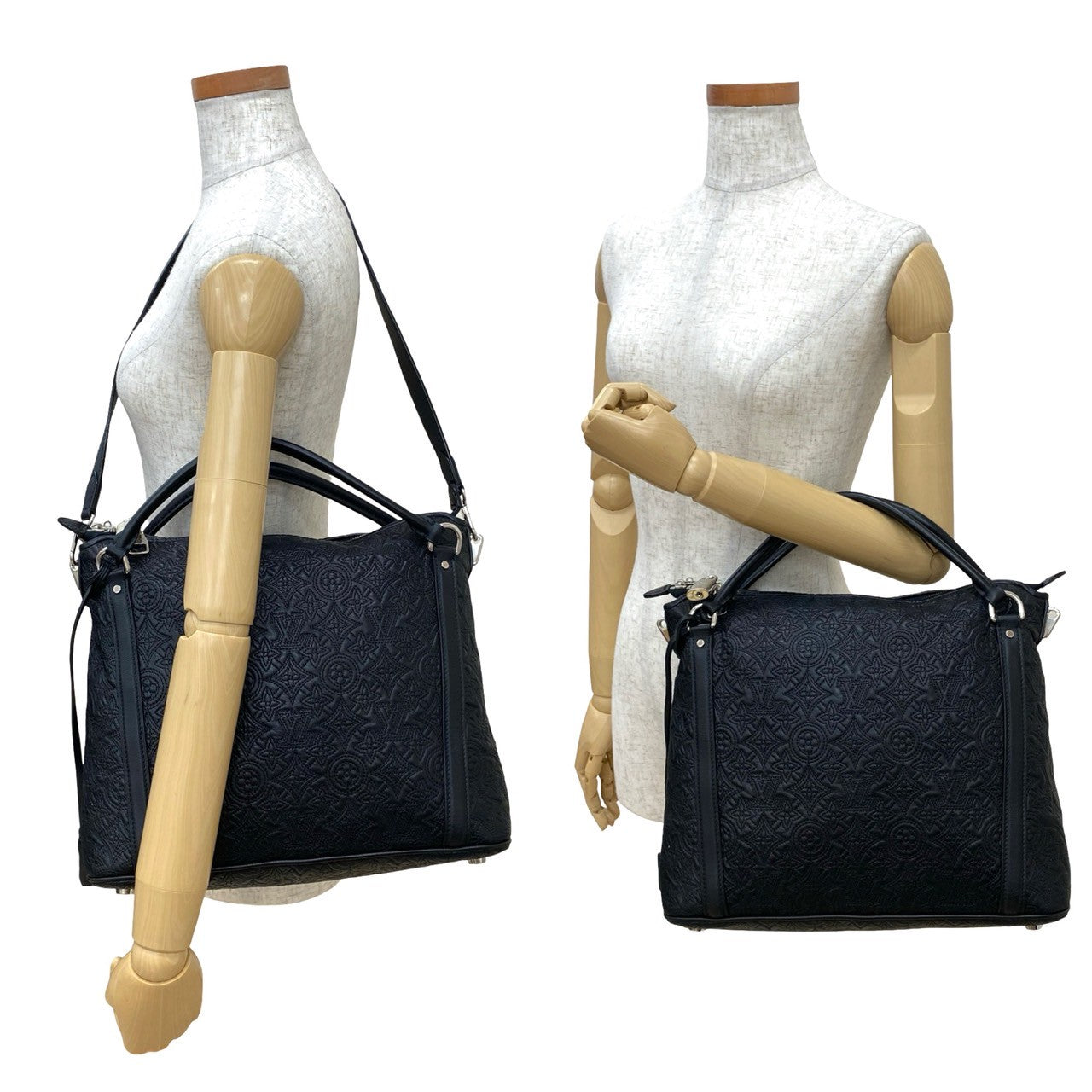 LOUIS VUITTON Shoulder Bag leather black Monogram Antia Ixia PM