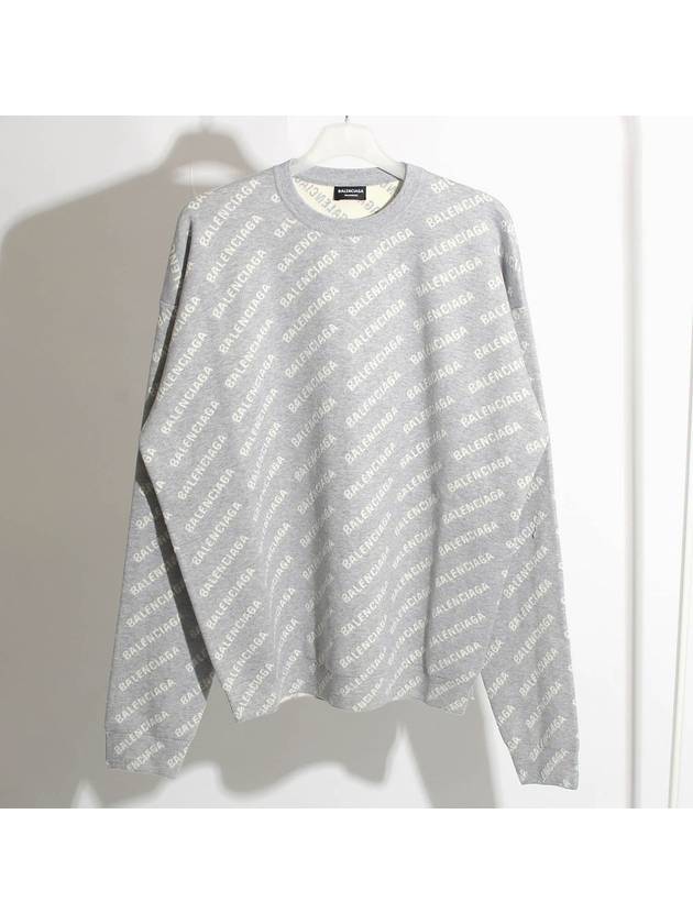 Luxury Balenciaga Trending 2026 Wool Over Logo Pattern Knit Sweatshirt Grey
