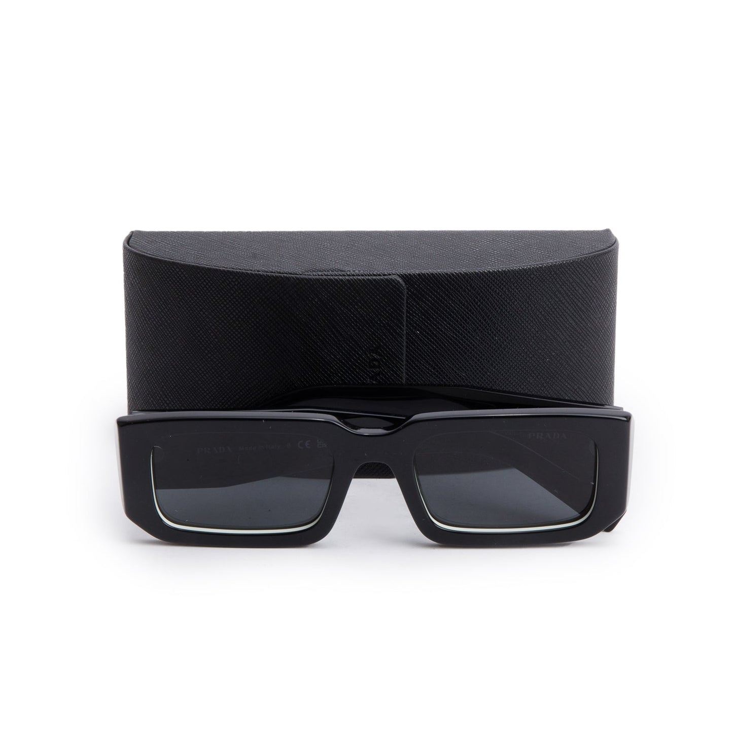 Prada SPR06Y Black/White Acetate Rectangle Sunglasses