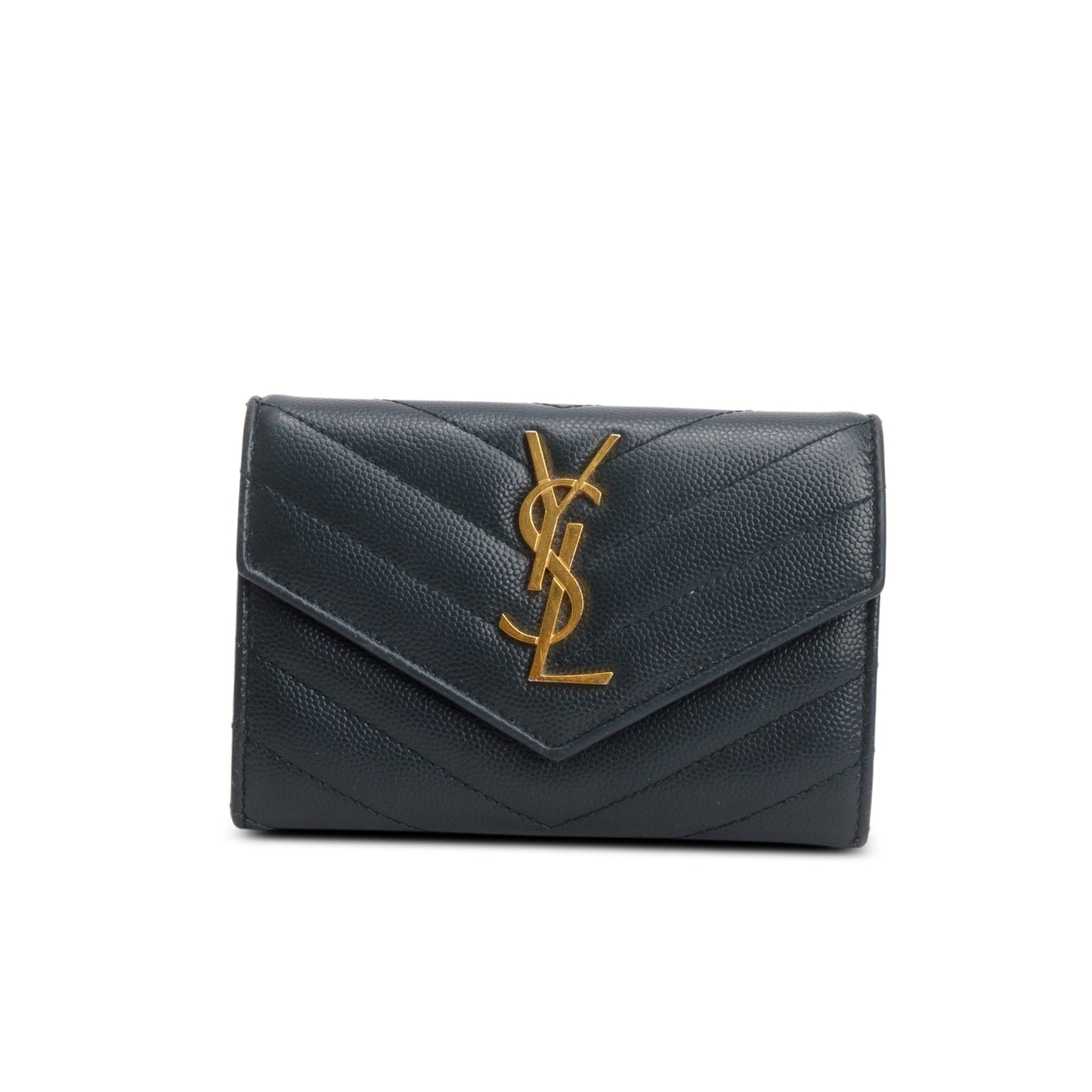 Saint Laurent Grey Grain de Poudre Matelasse Small Envelope Wallet