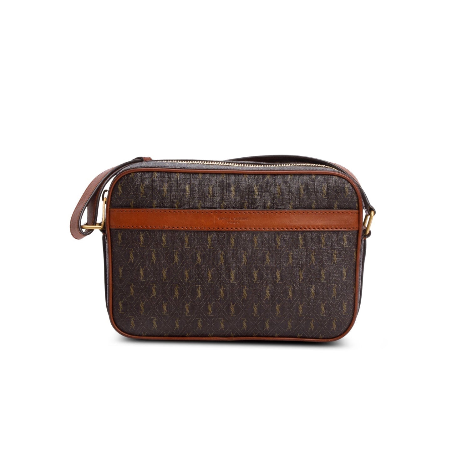 Saint Laurent 2021 Brown Canvas Smooth Calfskin Le Monogramme Camera Bag