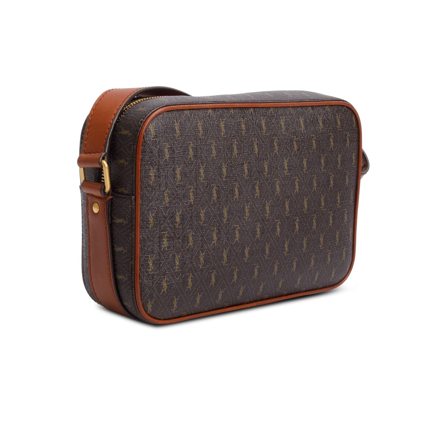 Saint Laurent 2021 Brown Canvas Smooth Calfskin Le Monogramme Camera Bag