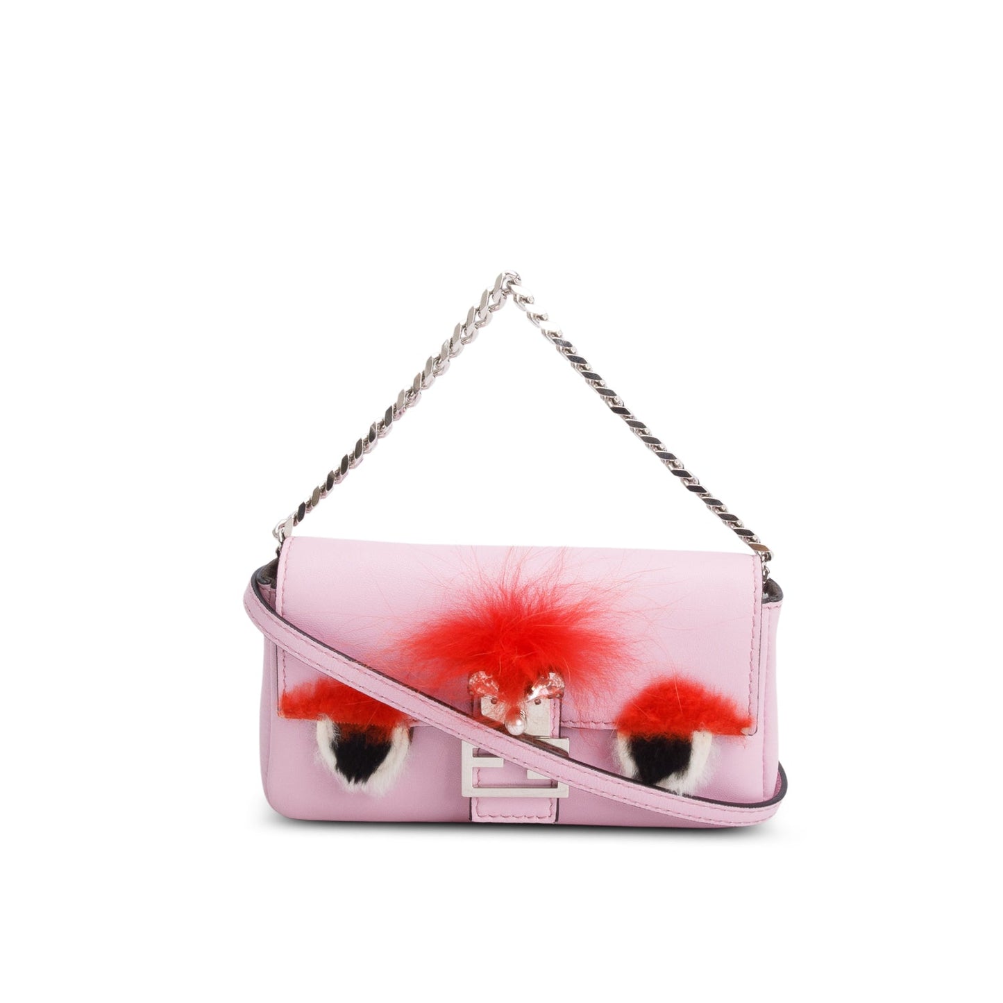 Fendi Pink Calfskin Micro Monster Baguette