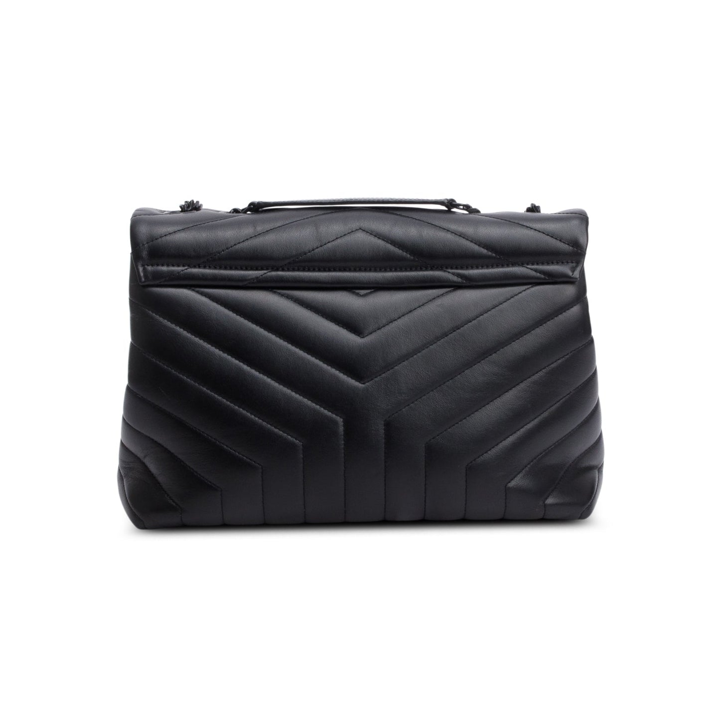 Saint Laurent 2022 Black Calfskin Y Quilted Monogram Monochrome Medium Loulou Chain Satchel
