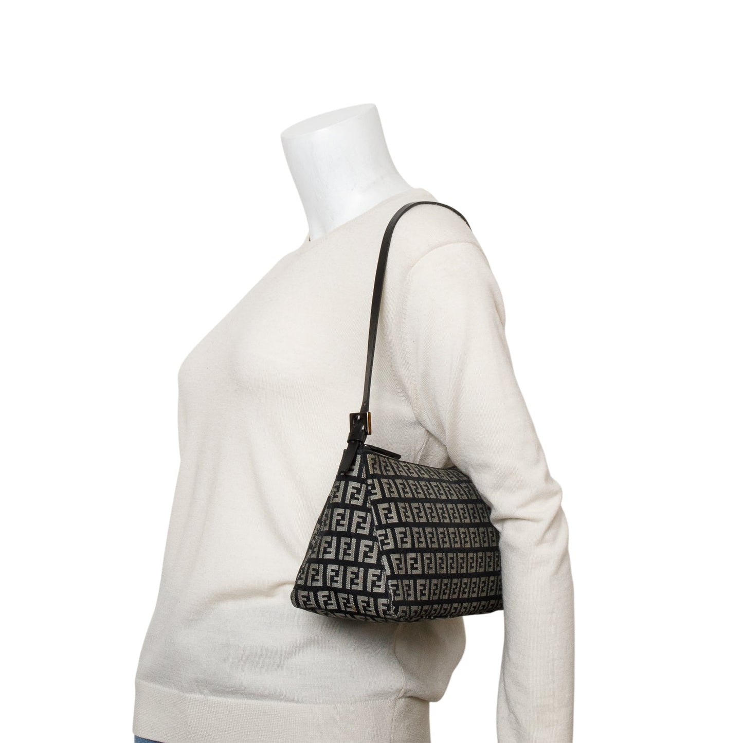 Fendi Black Zucchino Cuoio Pochette