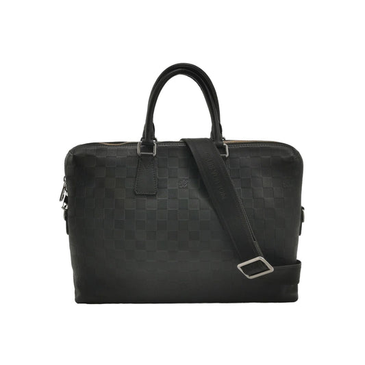 Louis Vuitton Porte-Documents Jour Leather Checkerboard Trim Briefcase Crossbody Shoulder Bag 24122778998260