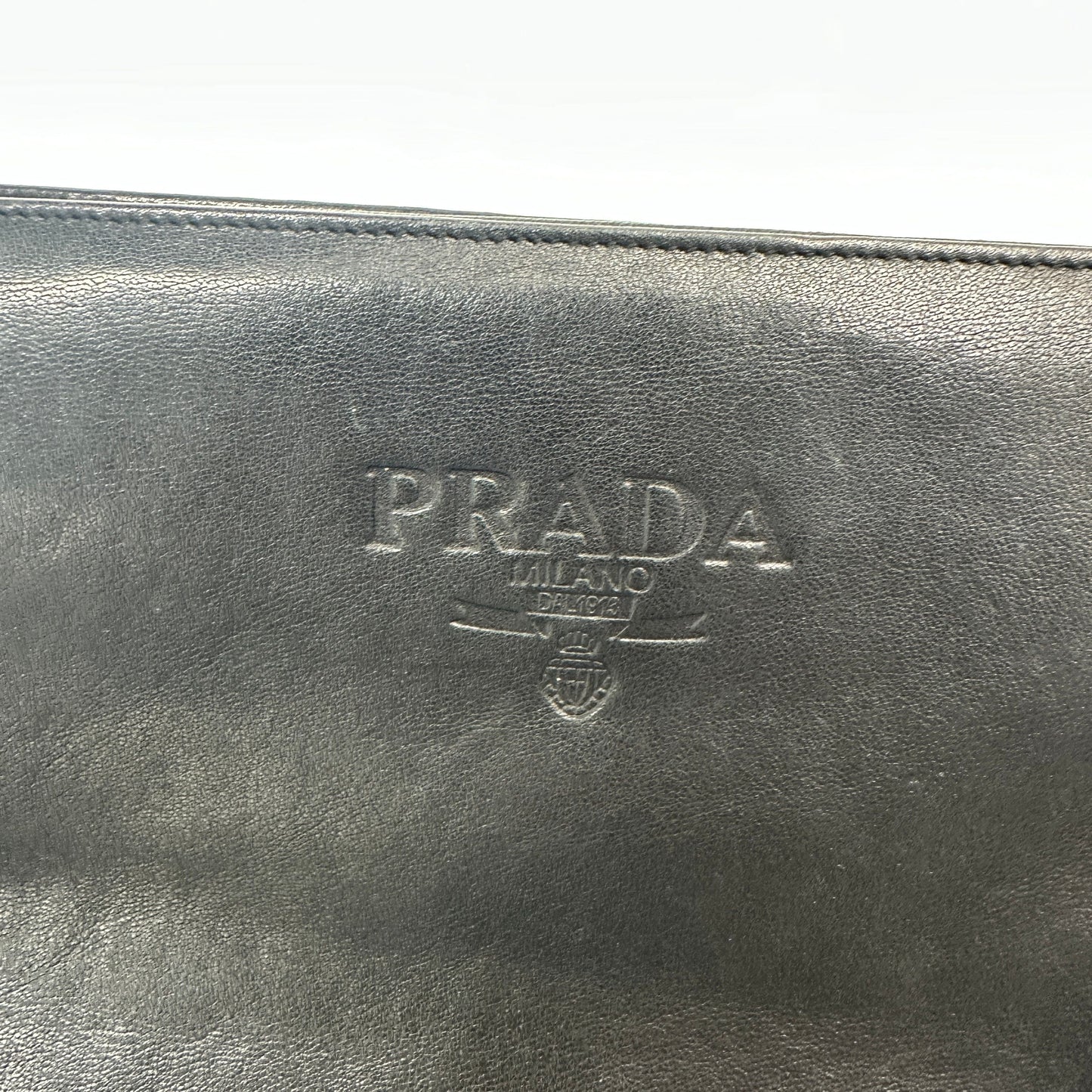 PRADA Leather Shoulder Bag Black AB Rank   pr9911js