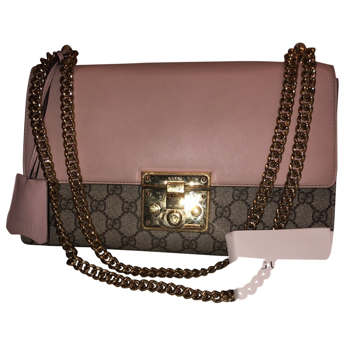 Gucci padlock pink leather handbag