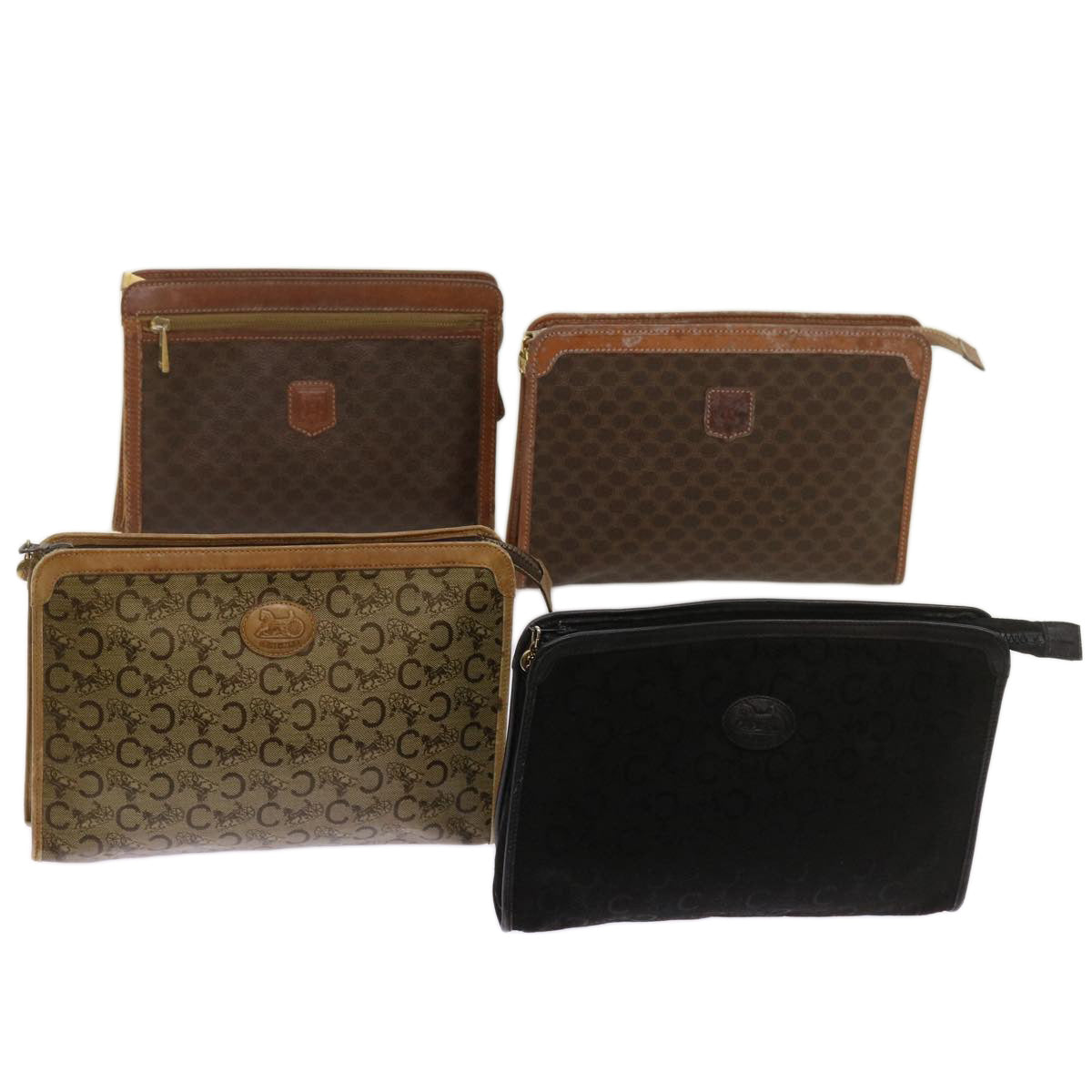 Luxury CELINE Macadam Canvas Clutch Bag PVC 4Set Brown Black 68347