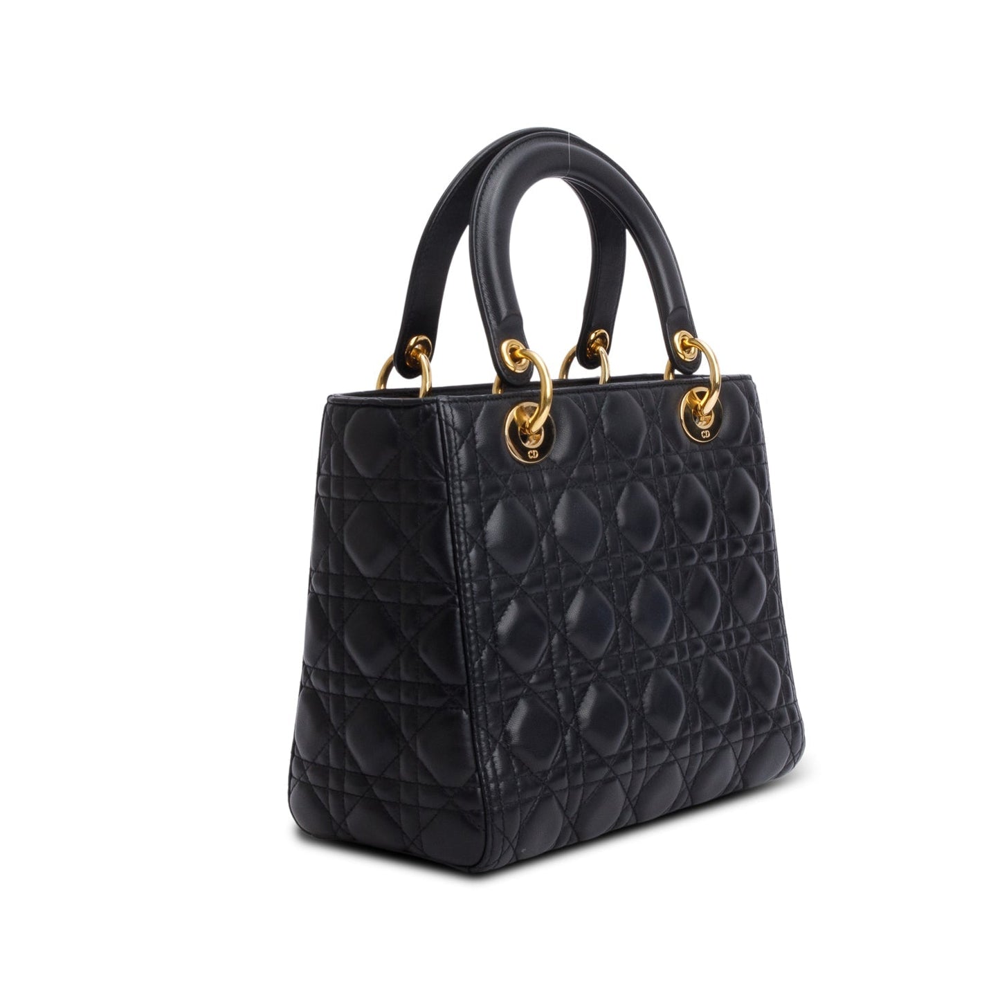 Christian Dior Black Cannage Lambskin Leather Medium Lady Dior Bag