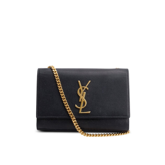 Saint Laurent 2020 Black Grain De Poudre Small Monogram Kate Satchel