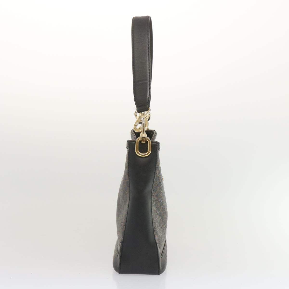 Luxury CELINE Macadam Canvas Shoulder Bag PVC Black  68449